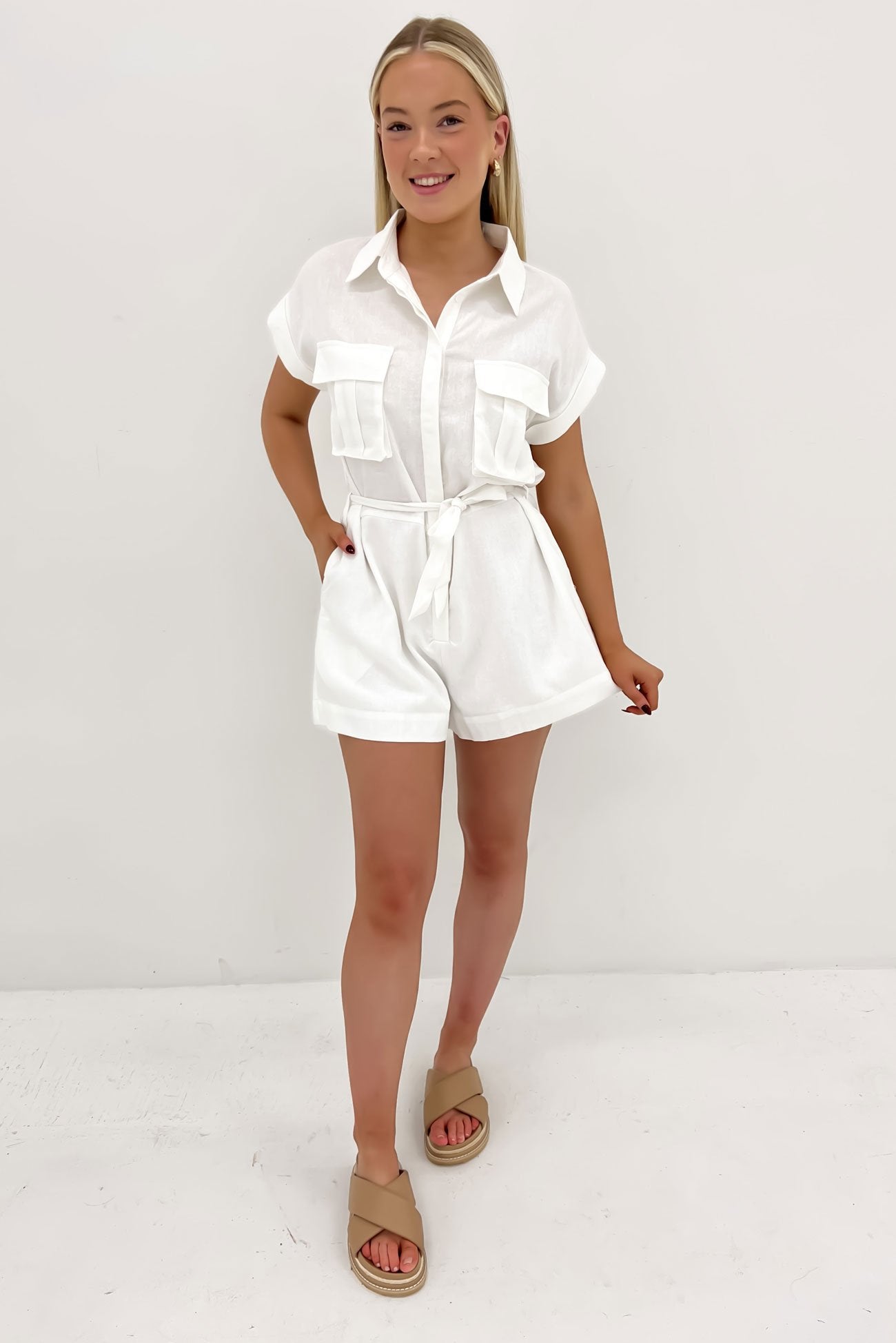 Ema Playsuit White