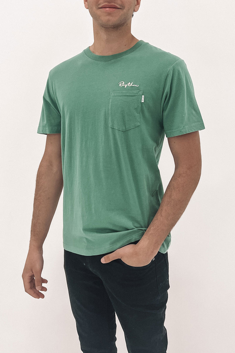 Embroidered Pocket Short Sleeve T-Shirt Agave