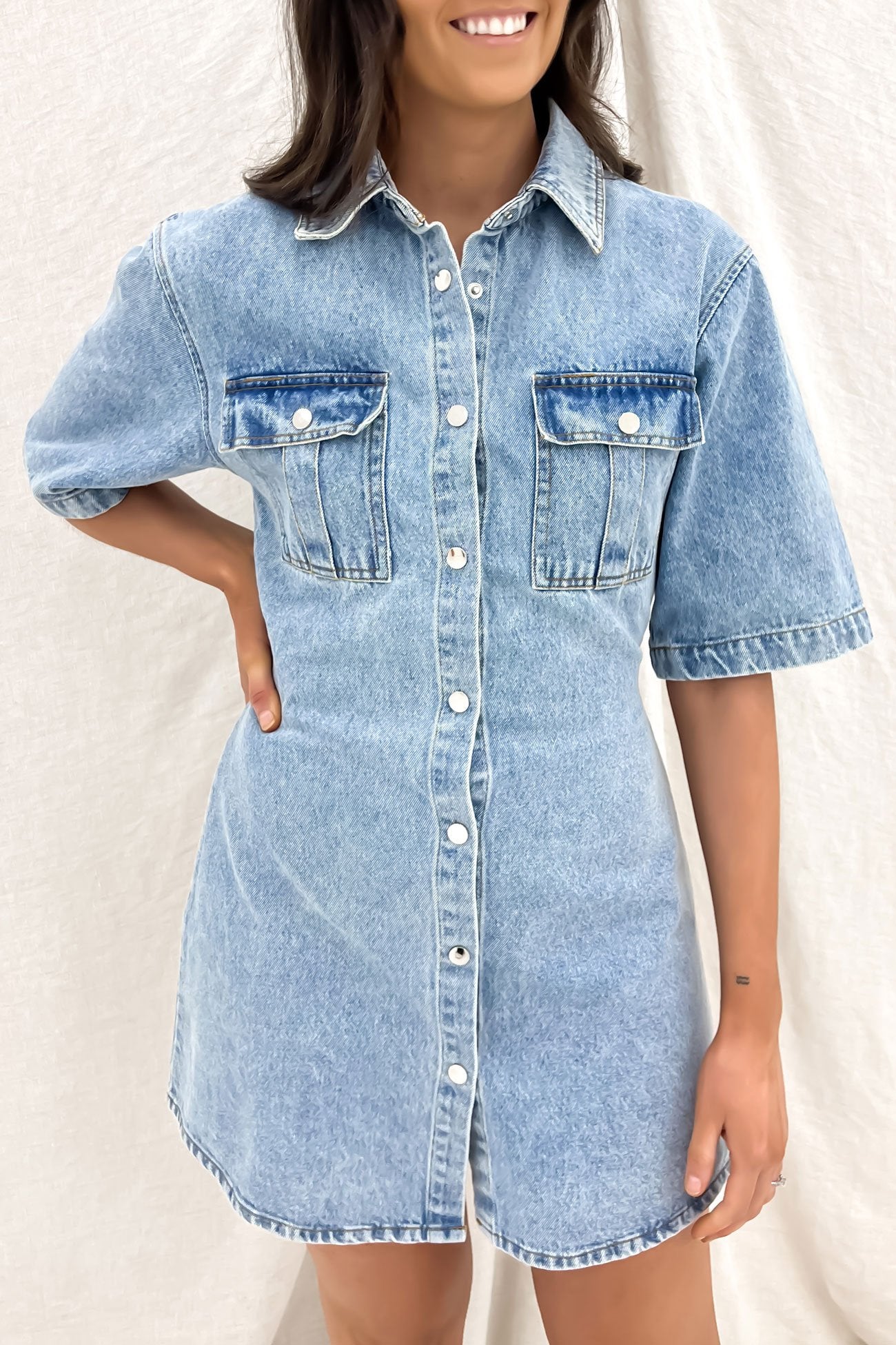 Emerson Denim Mini Dress Light Blue