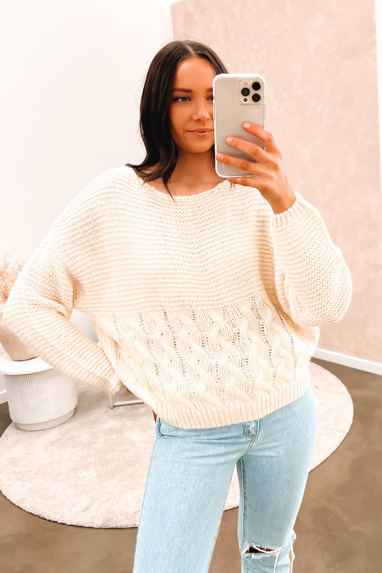 Erin Cable Knit Jumper Cream