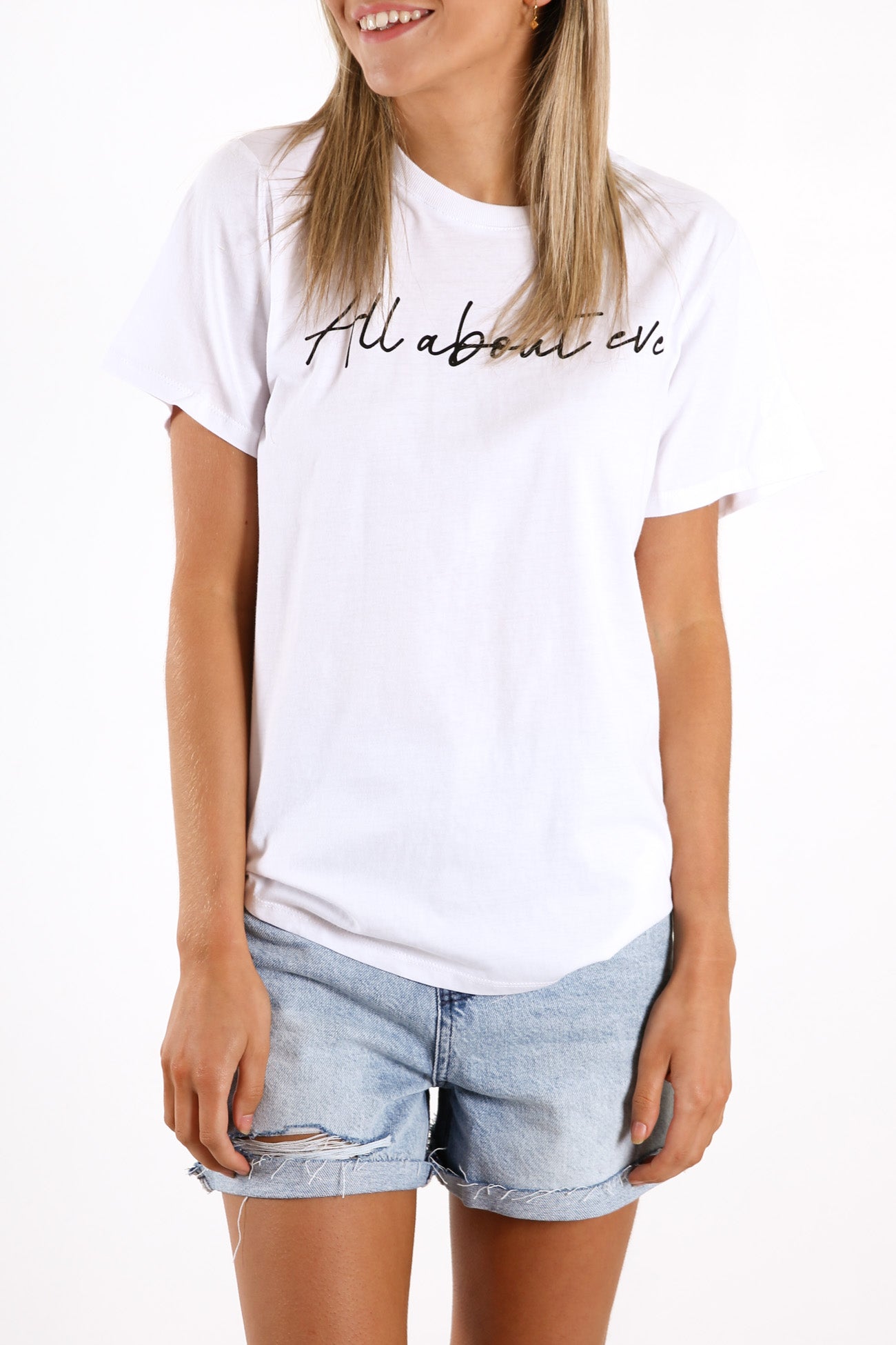 Eve Script Tee White