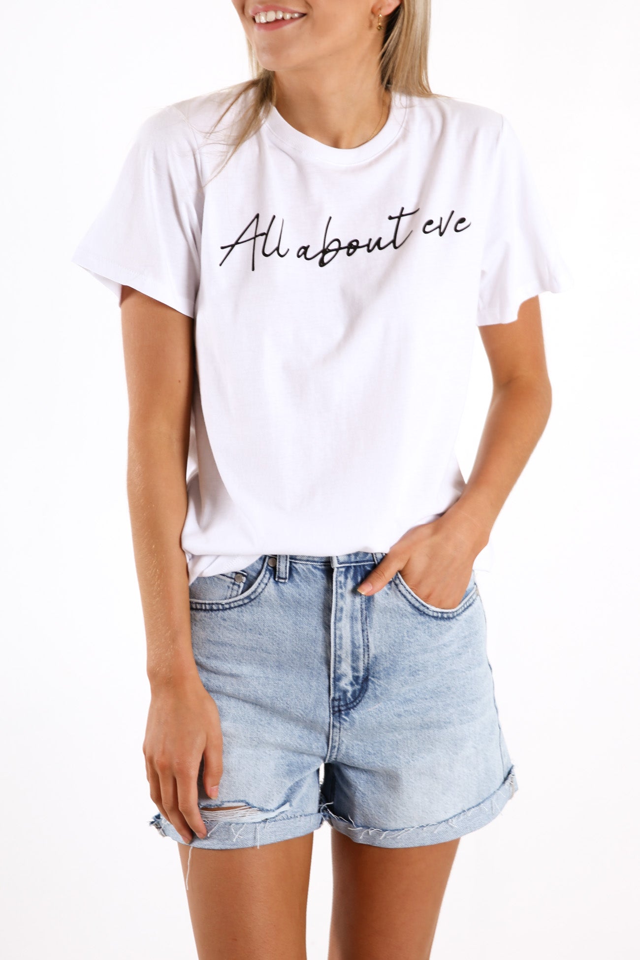 Eve Script Tee White