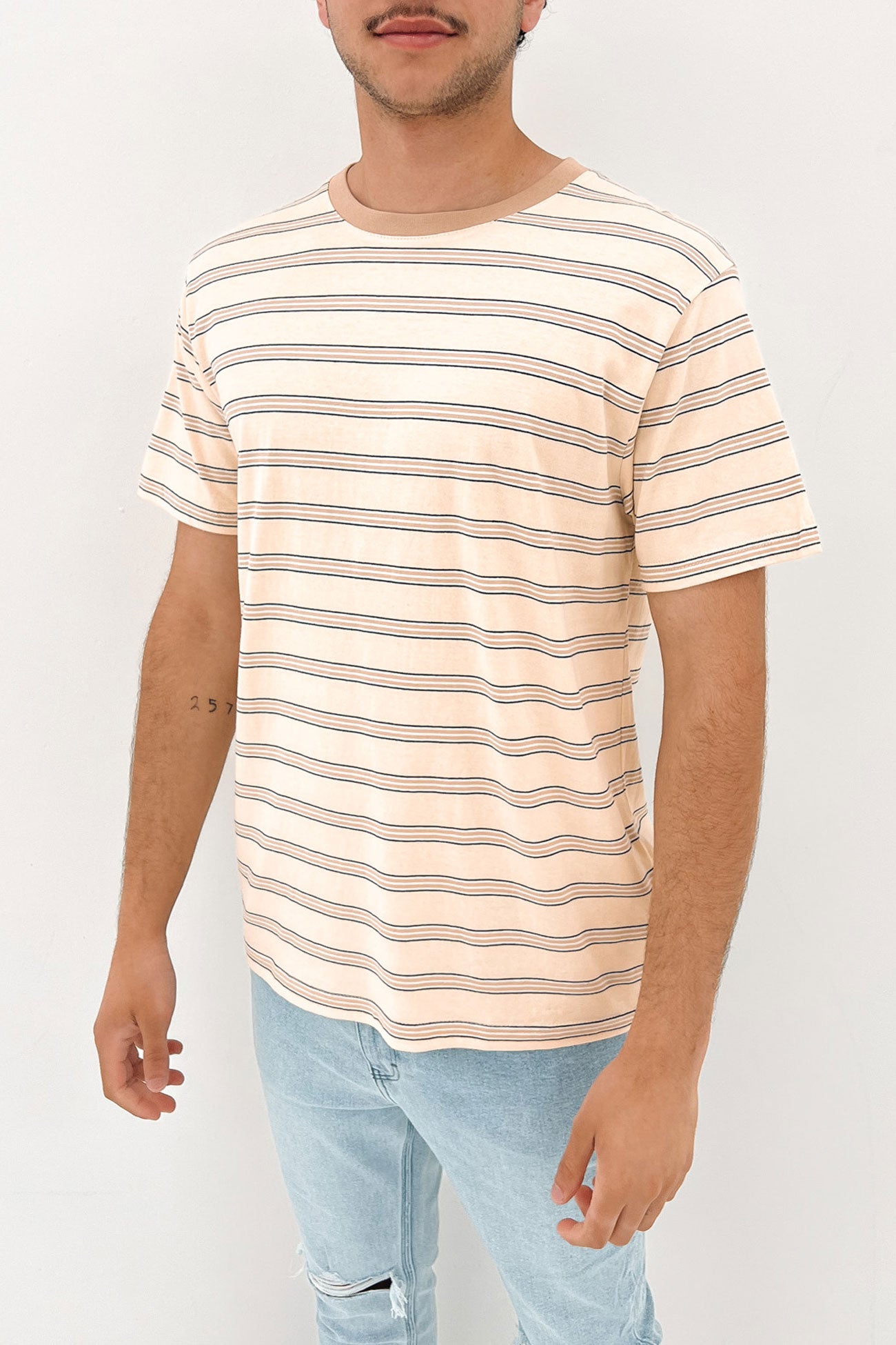 Everyday Stripe Short Sleeve T-Shirt Ecru