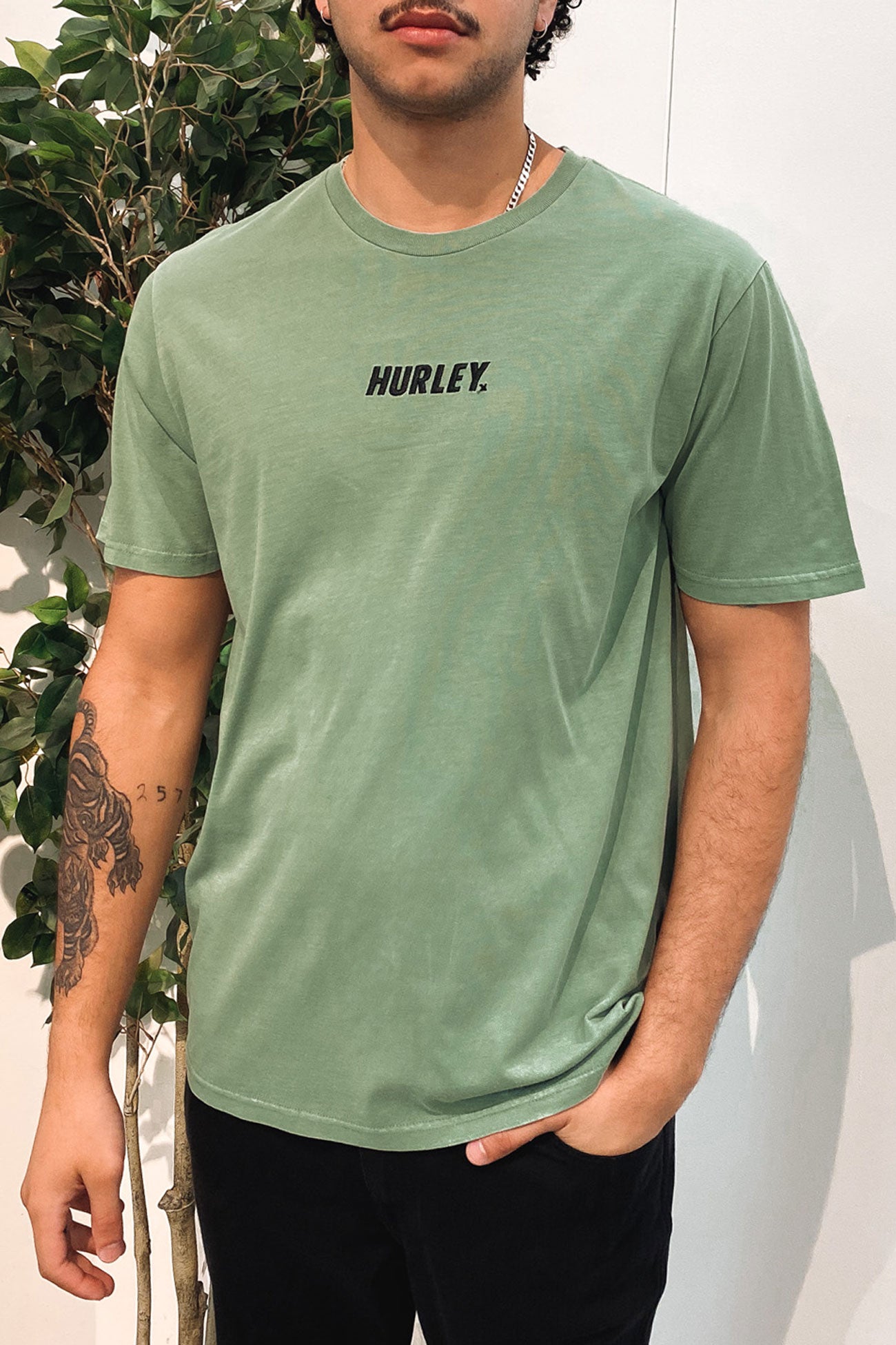 Fastlane Embroidered Tee Granite Green