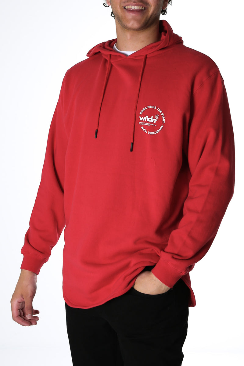 Franchise Curved Hem Hood Sweat Red