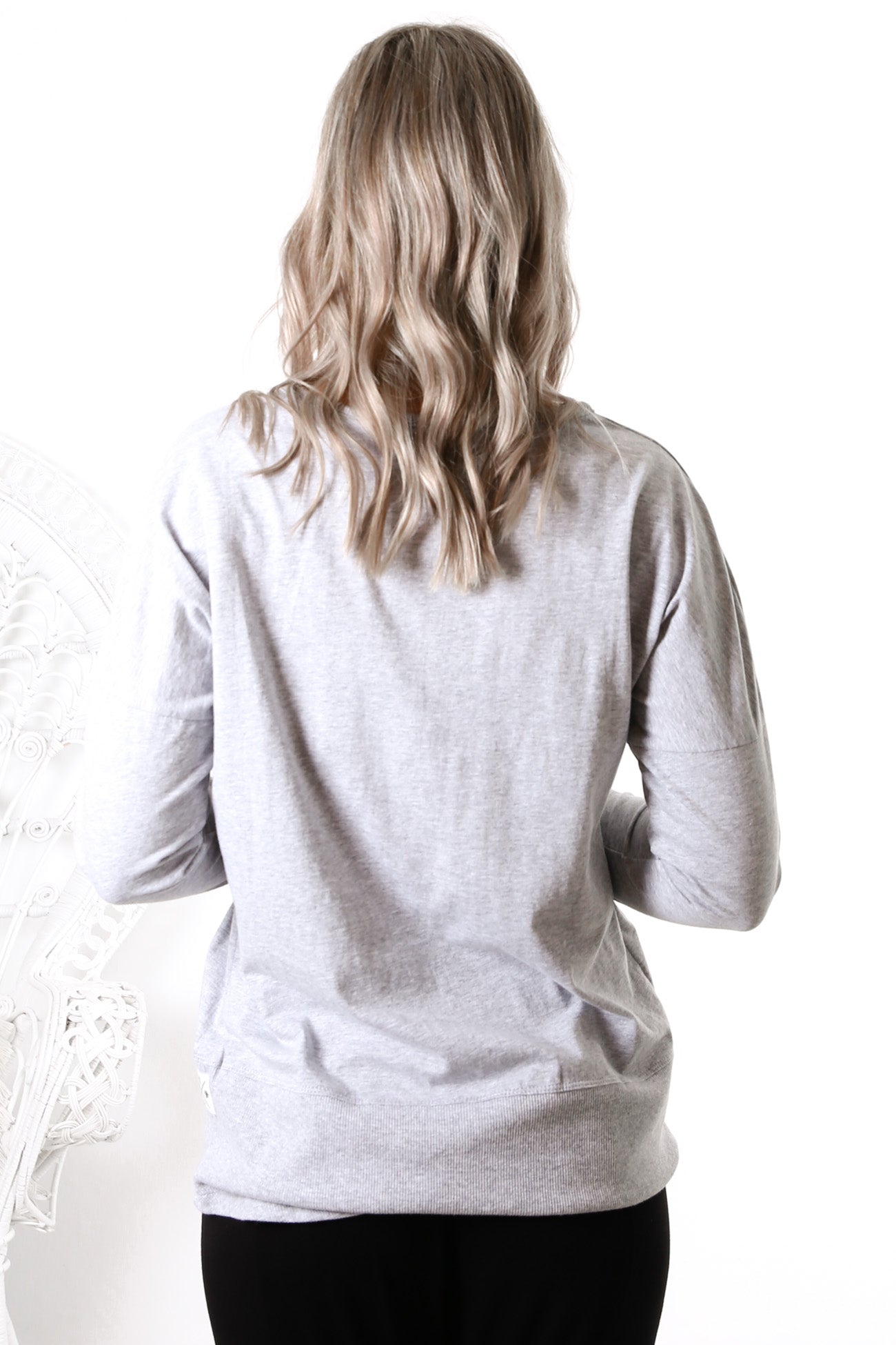 Fundamental Long Sleeve Rib Tee Grey Marle