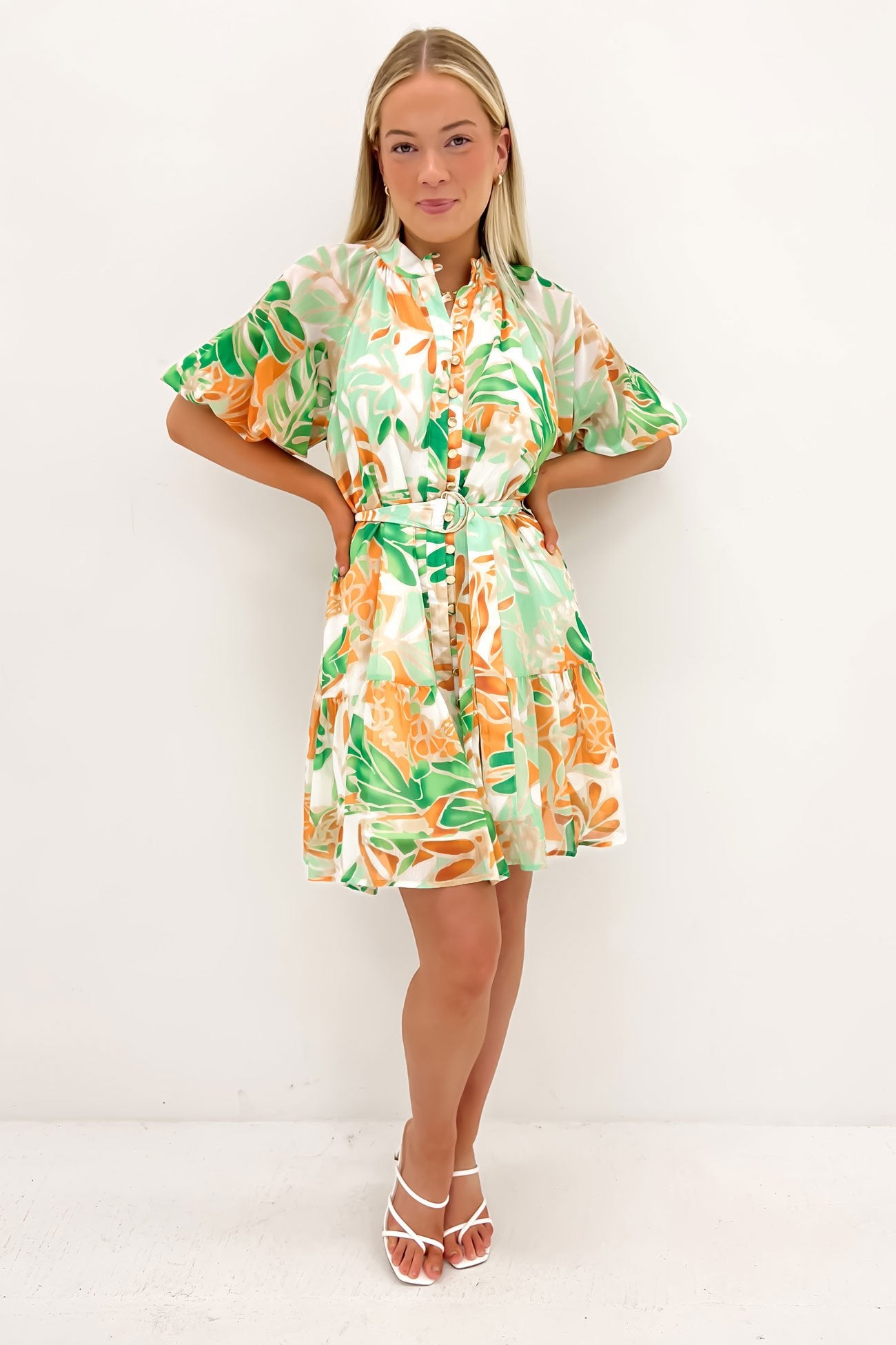 Gabby Mini Dress Green Miami Floral