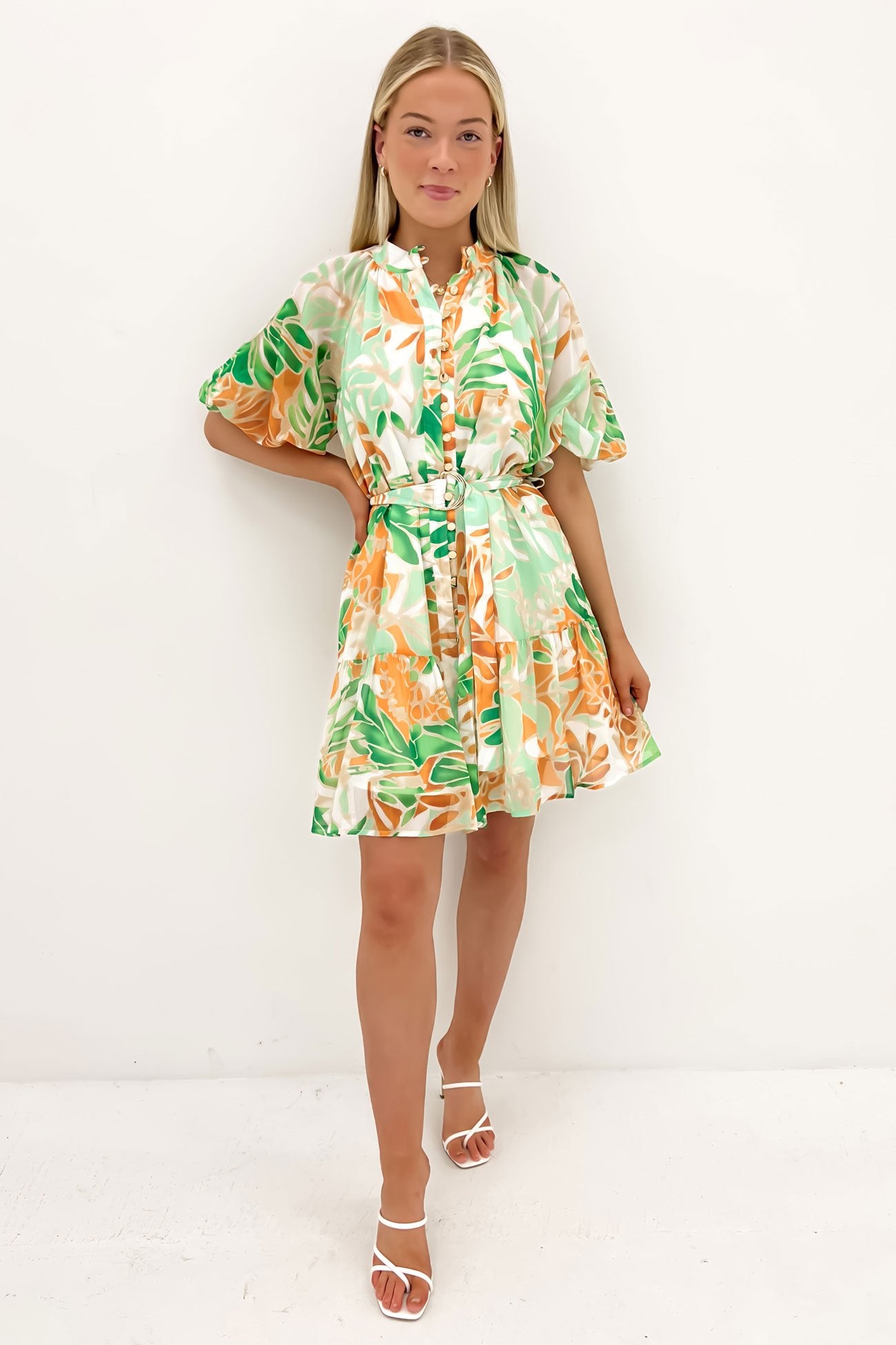 Gabby Mini Dress Green Miami Floral