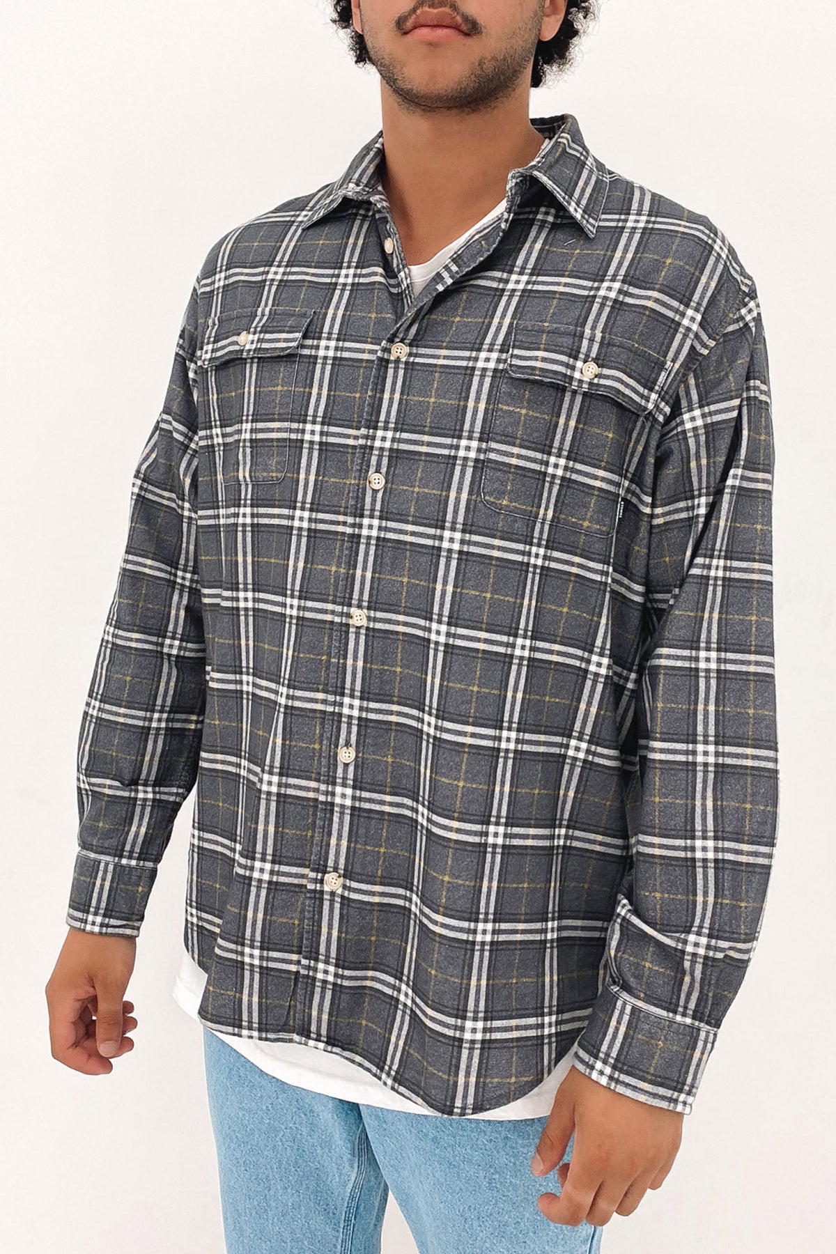 Genuine Oversized Flannel Shirt Mood Indigo - Jean Jail