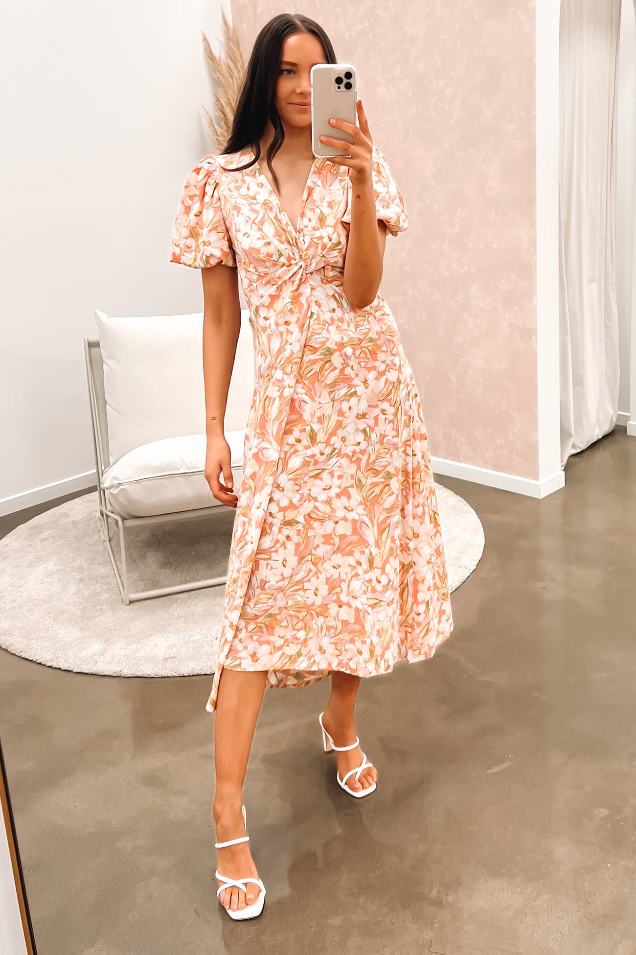 Halli Midi Dress Pink Floral