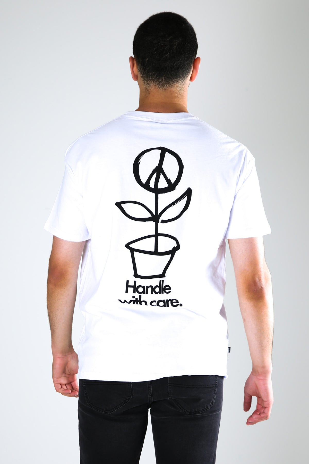 Handle With Care 50/50 Short Sleeve Tee White - Jean Jail
