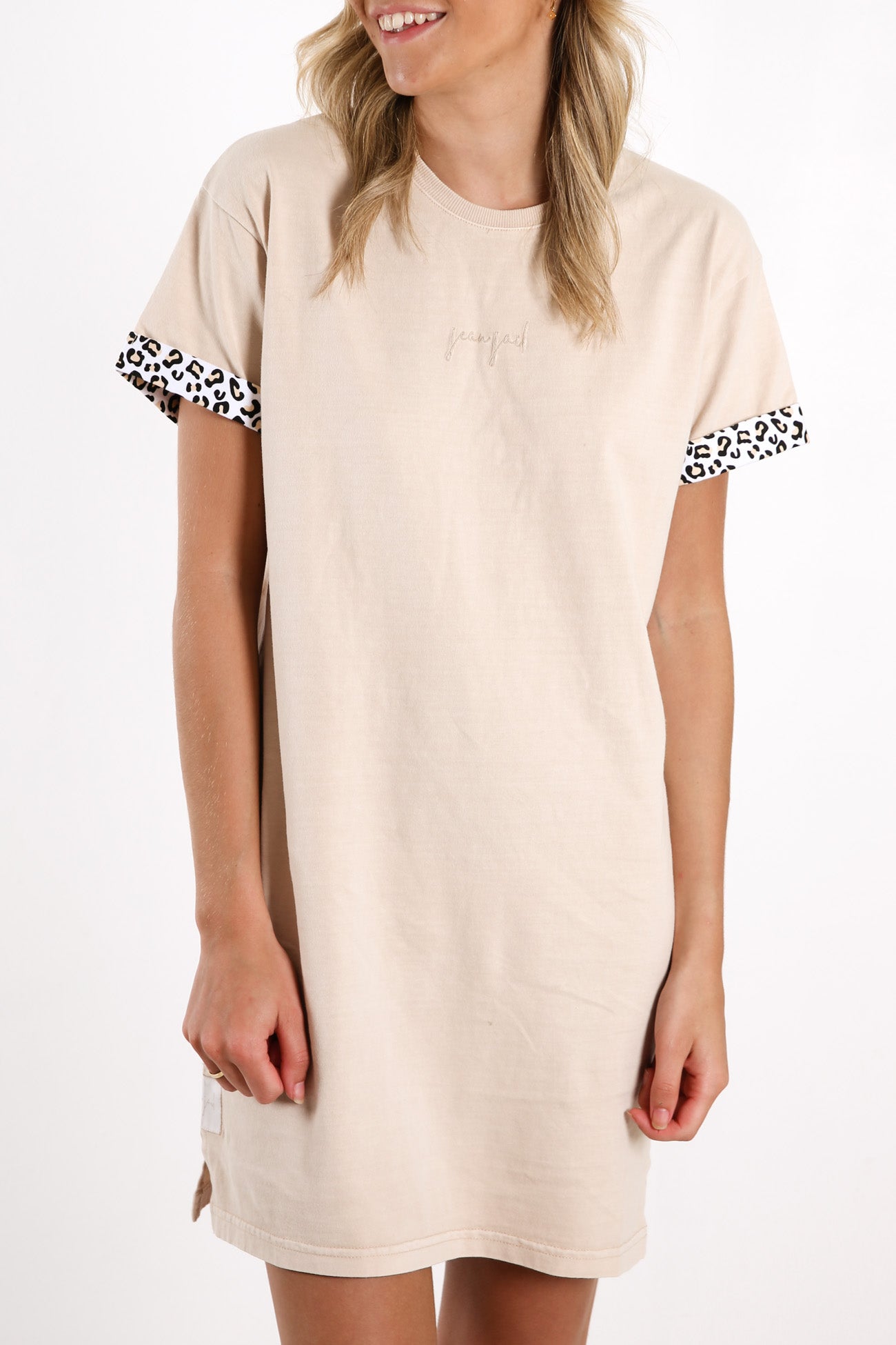 Hear Me Roar Tee Dress Tan Leopard