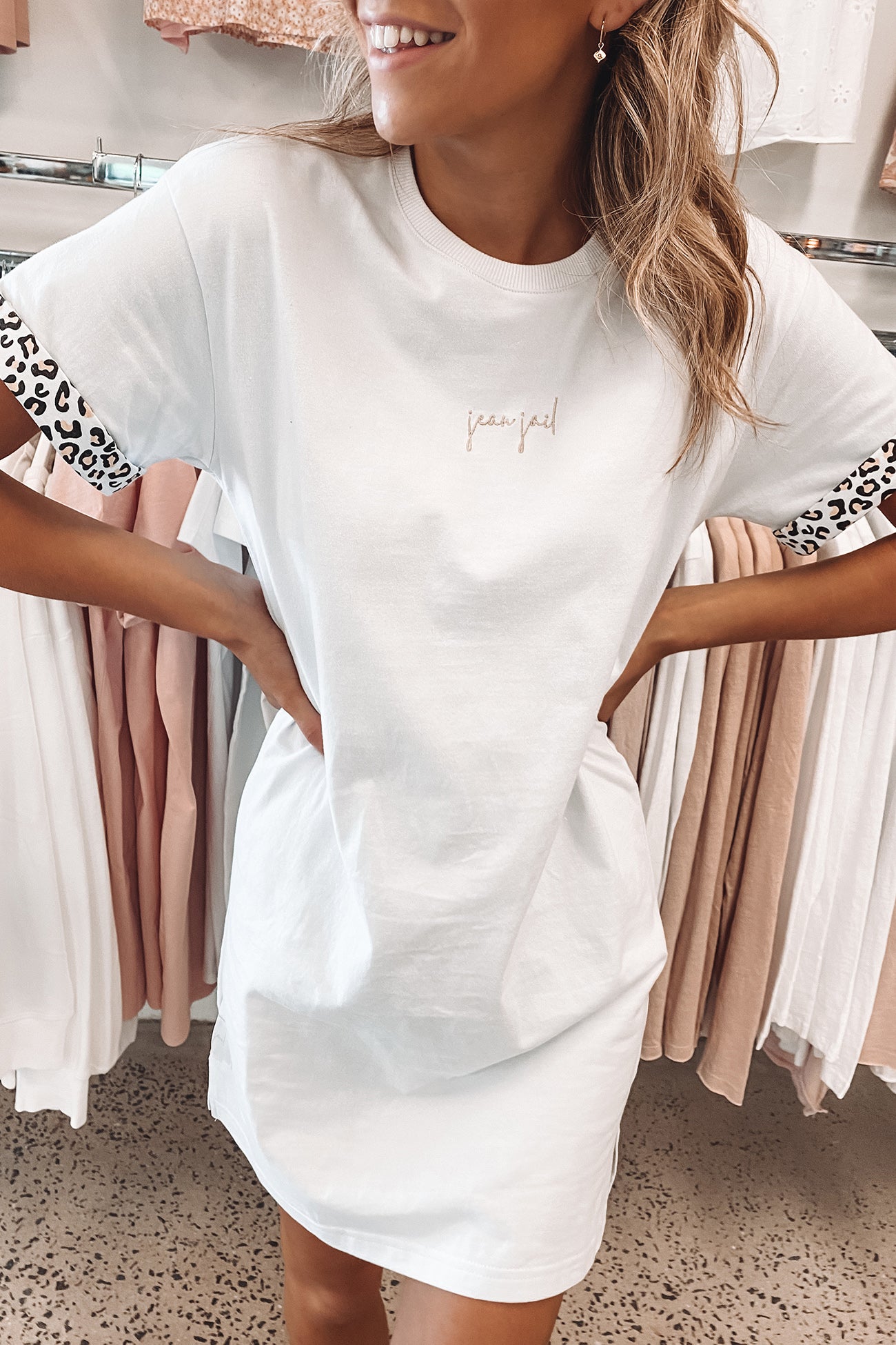 Hear Me Roar Tee Dress White Leopard