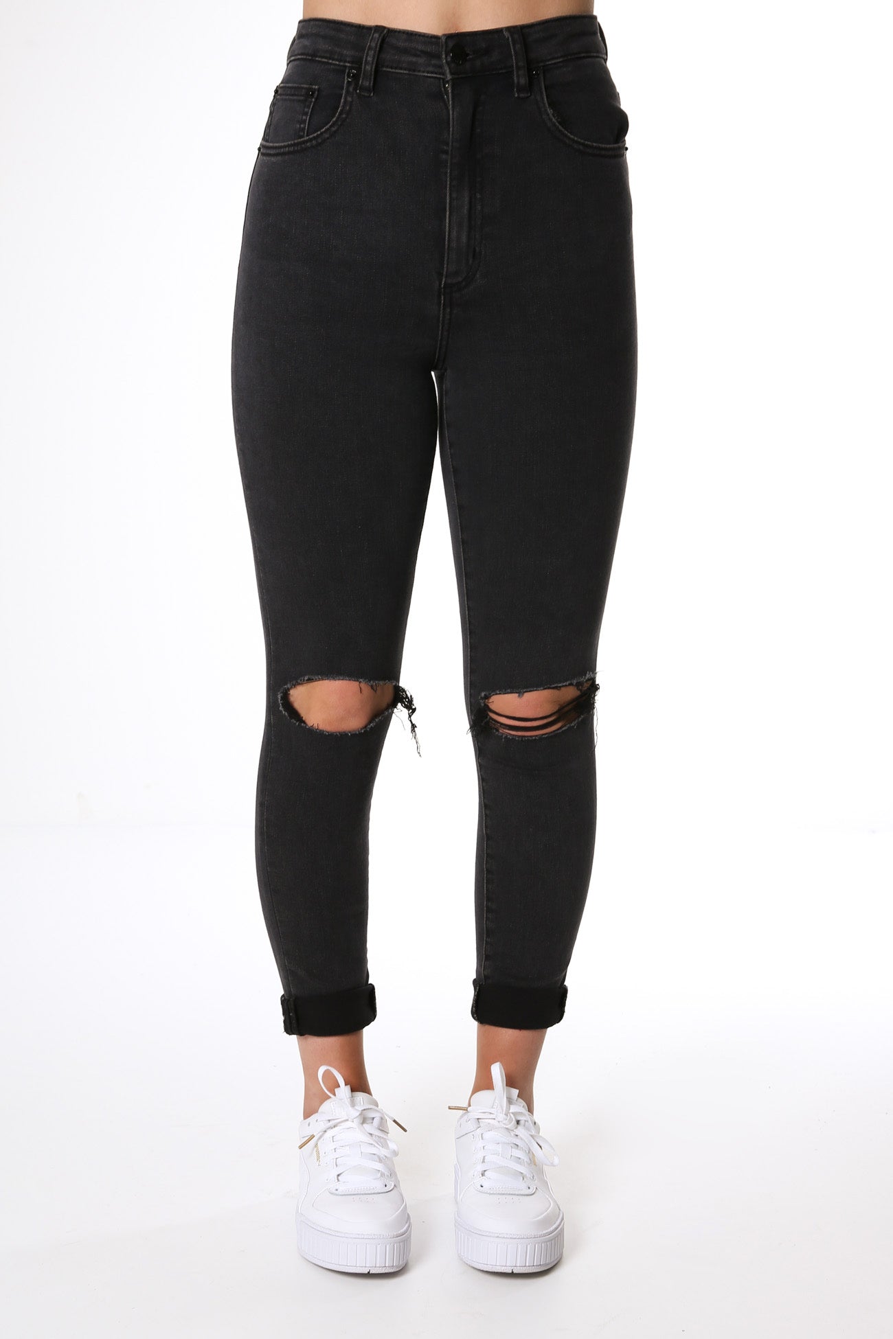 High Licks Crop Skinny Jean Black Rukus