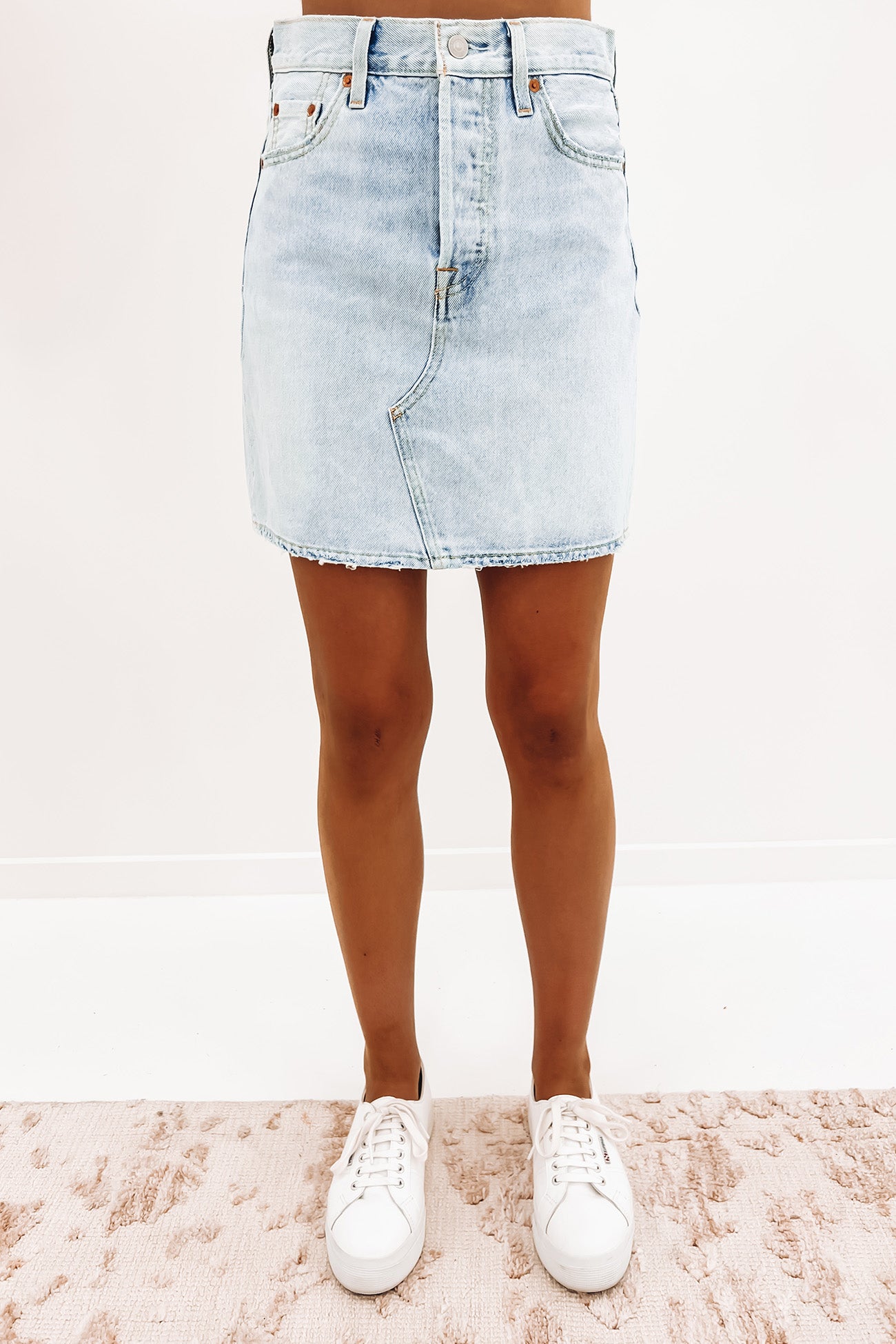 High Rise Deconstructed Denim Skirt Check Ya Later