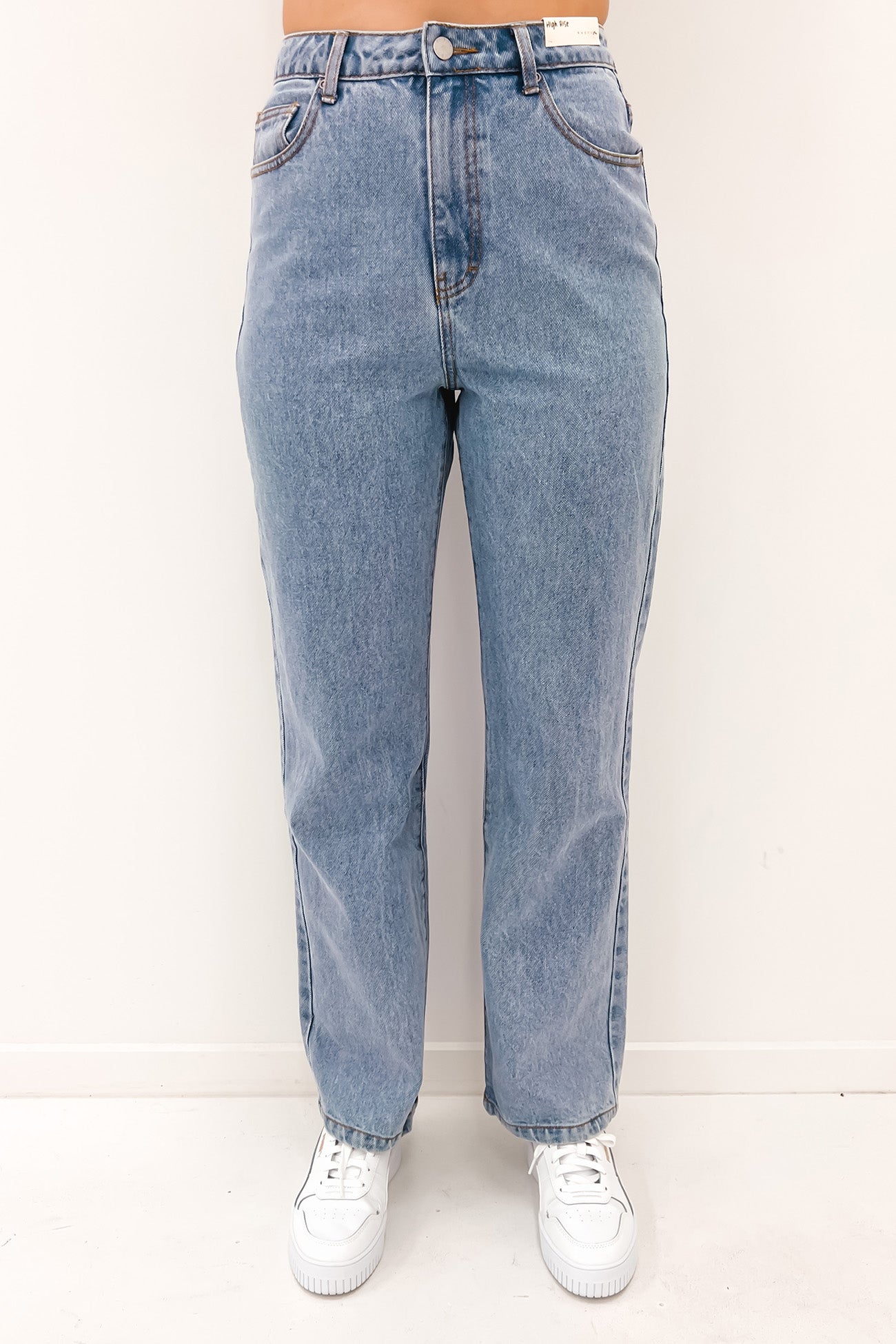 High Wide Straight Leg Jean Blue Lagoon