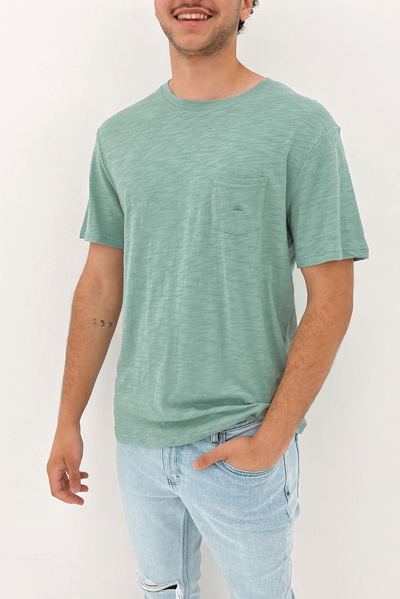 Embroidered Pocket Short Sleeve T-Shirt Seaform