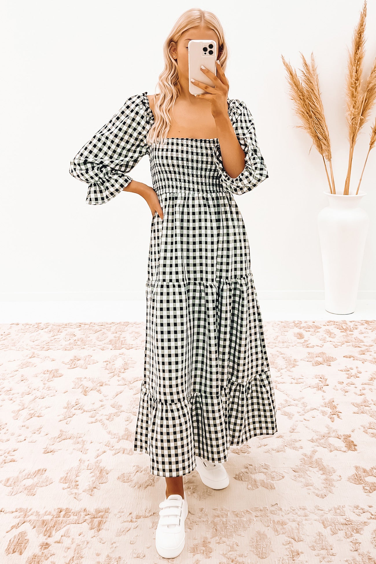 Zabana Maxi Dress Black Gingham