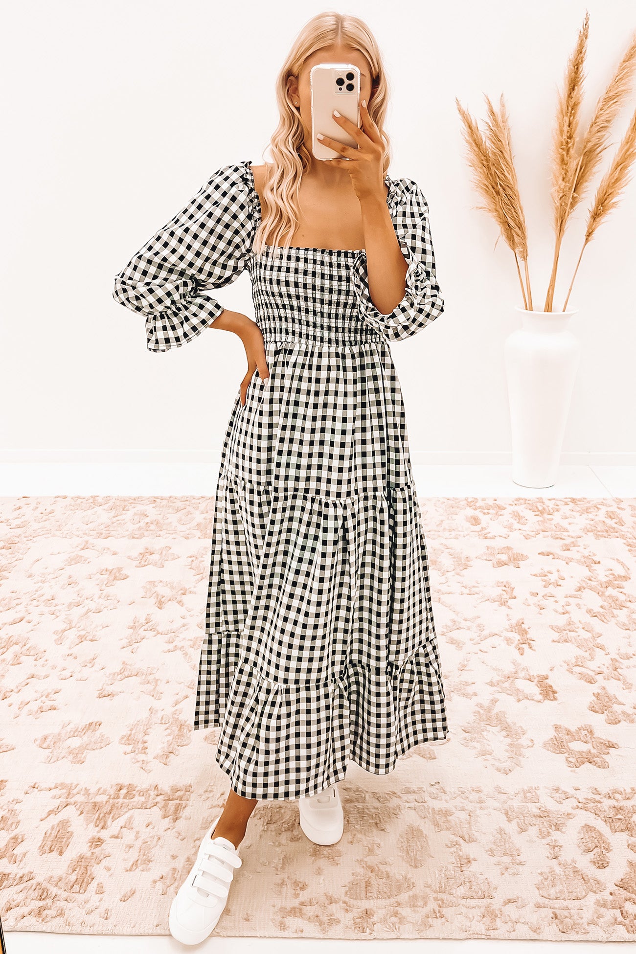 Zabana Maxi Dress Black Gingham