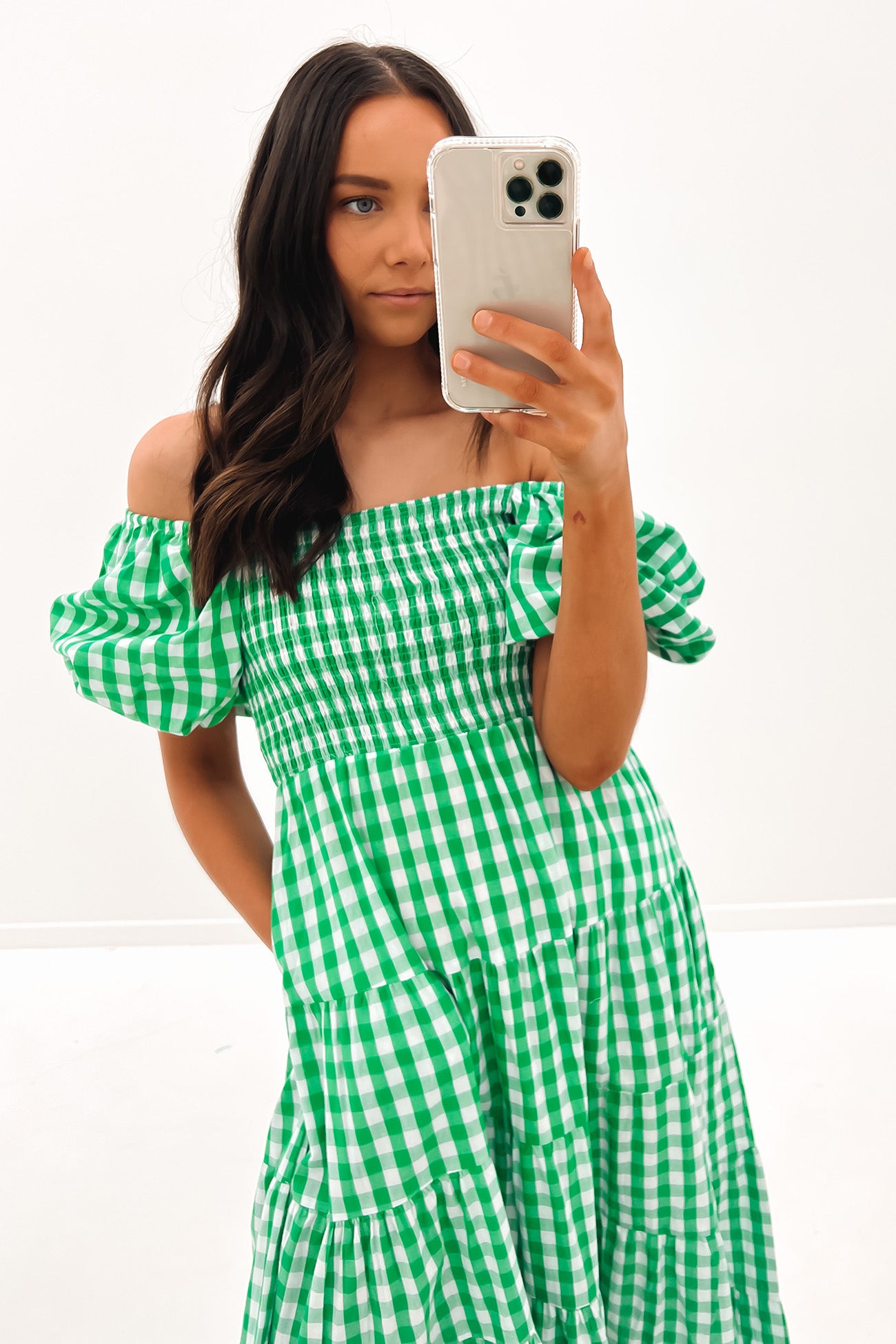 Indy Midi Dress Green Check