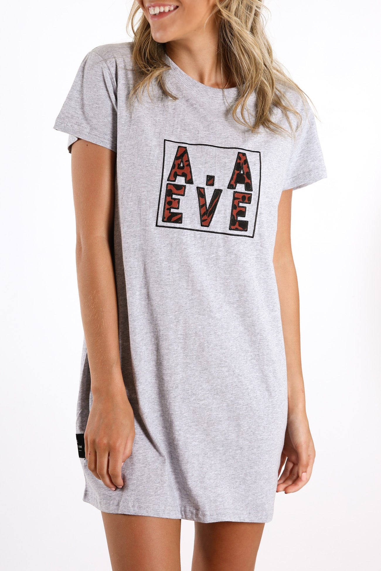 Intrigue Animal Tee Dress Grey Marle