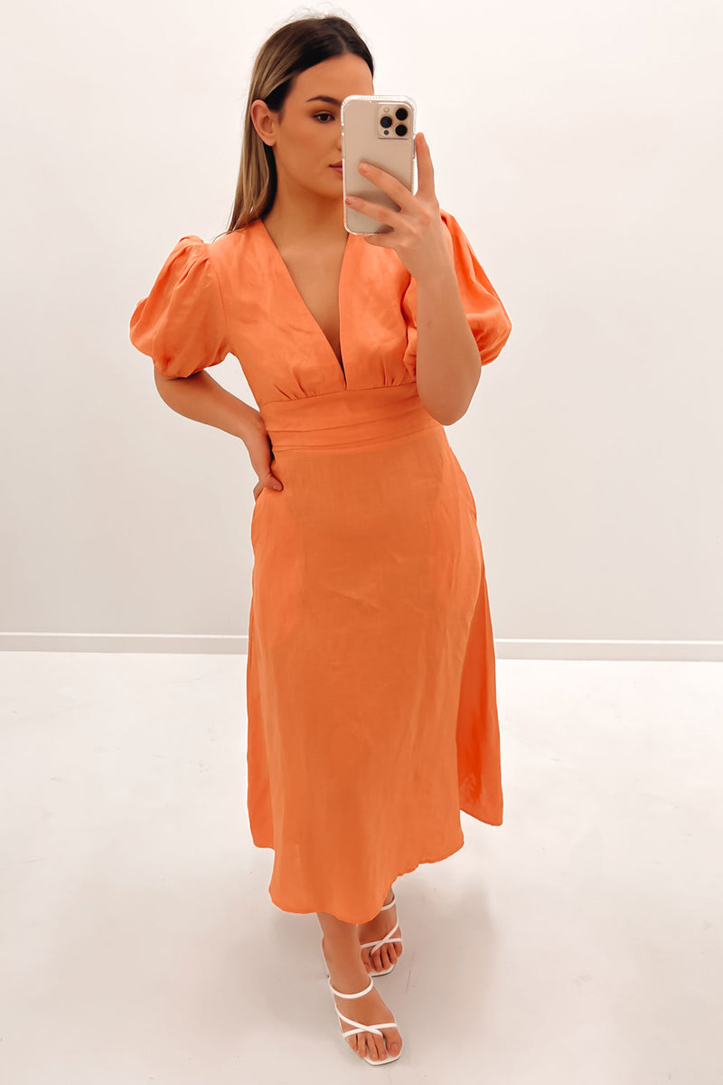 Orange wrap hotsell around dress