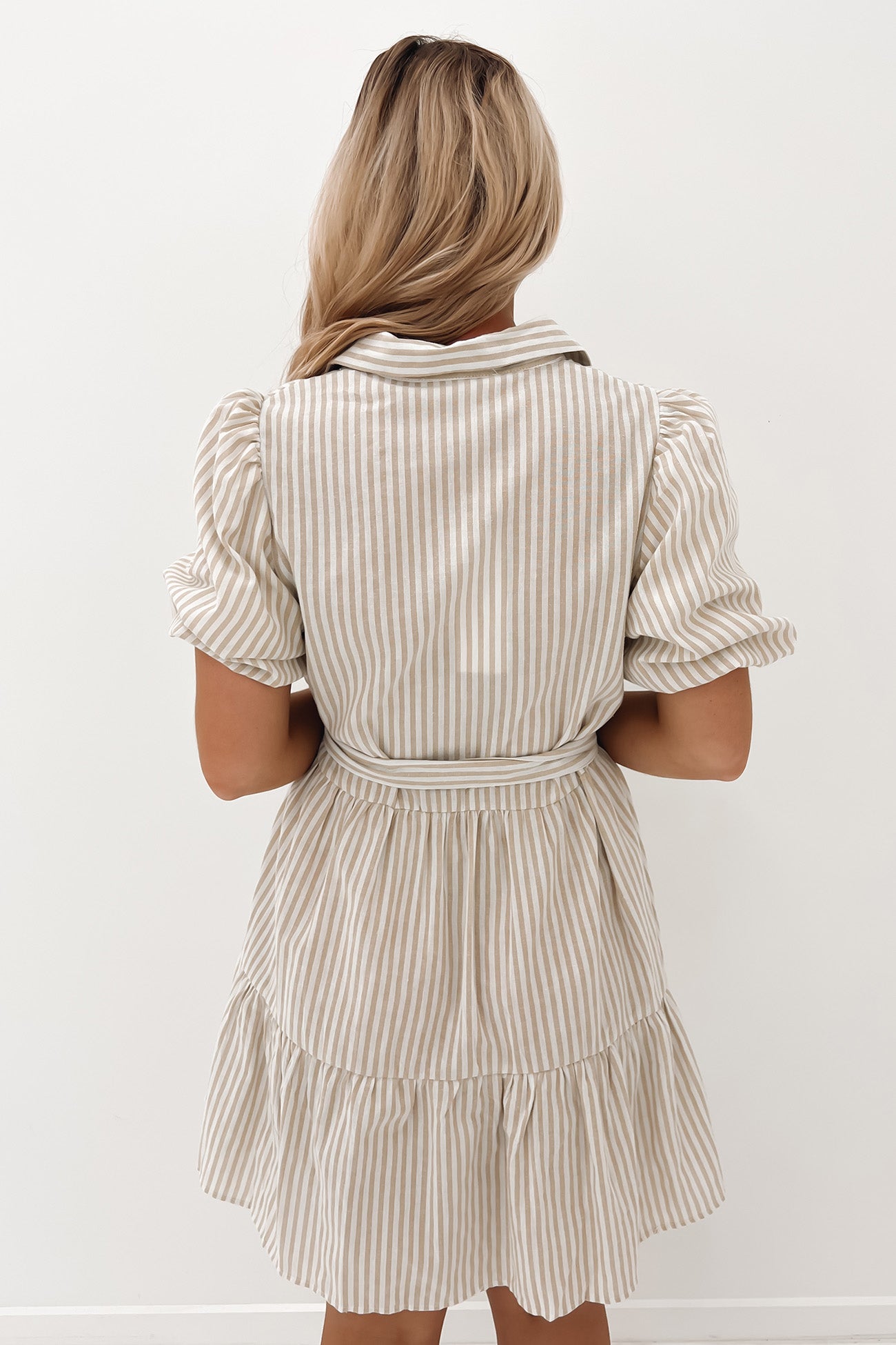 Isaiah Mini Dress Beige Stripe