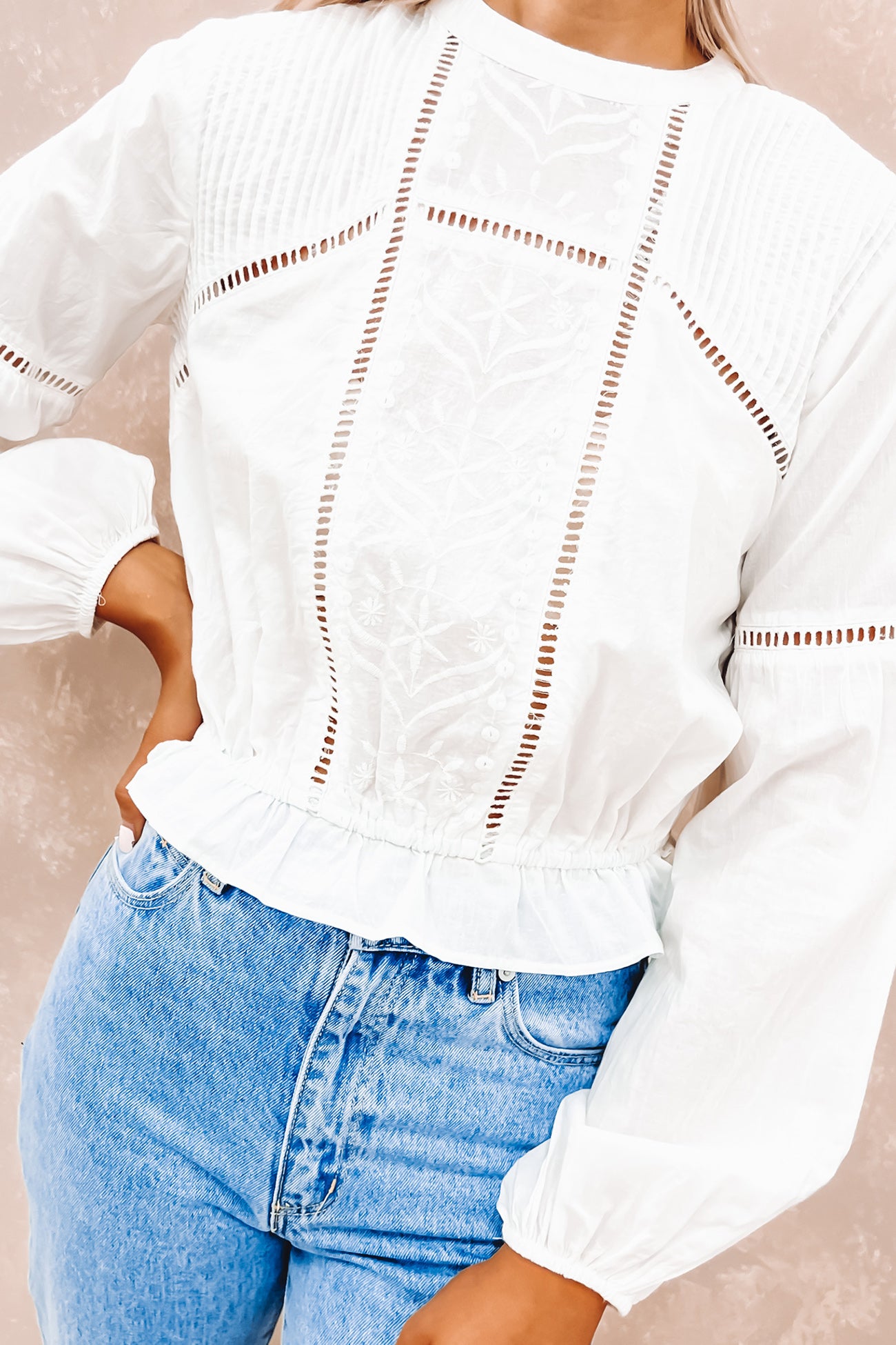 Isla Long Sleeve Top White