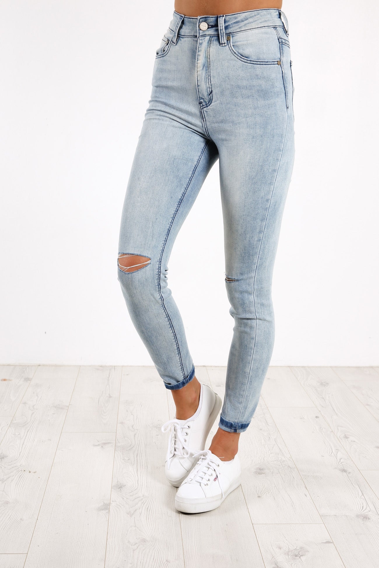 JJ High Skinny Jean Slashed Blue