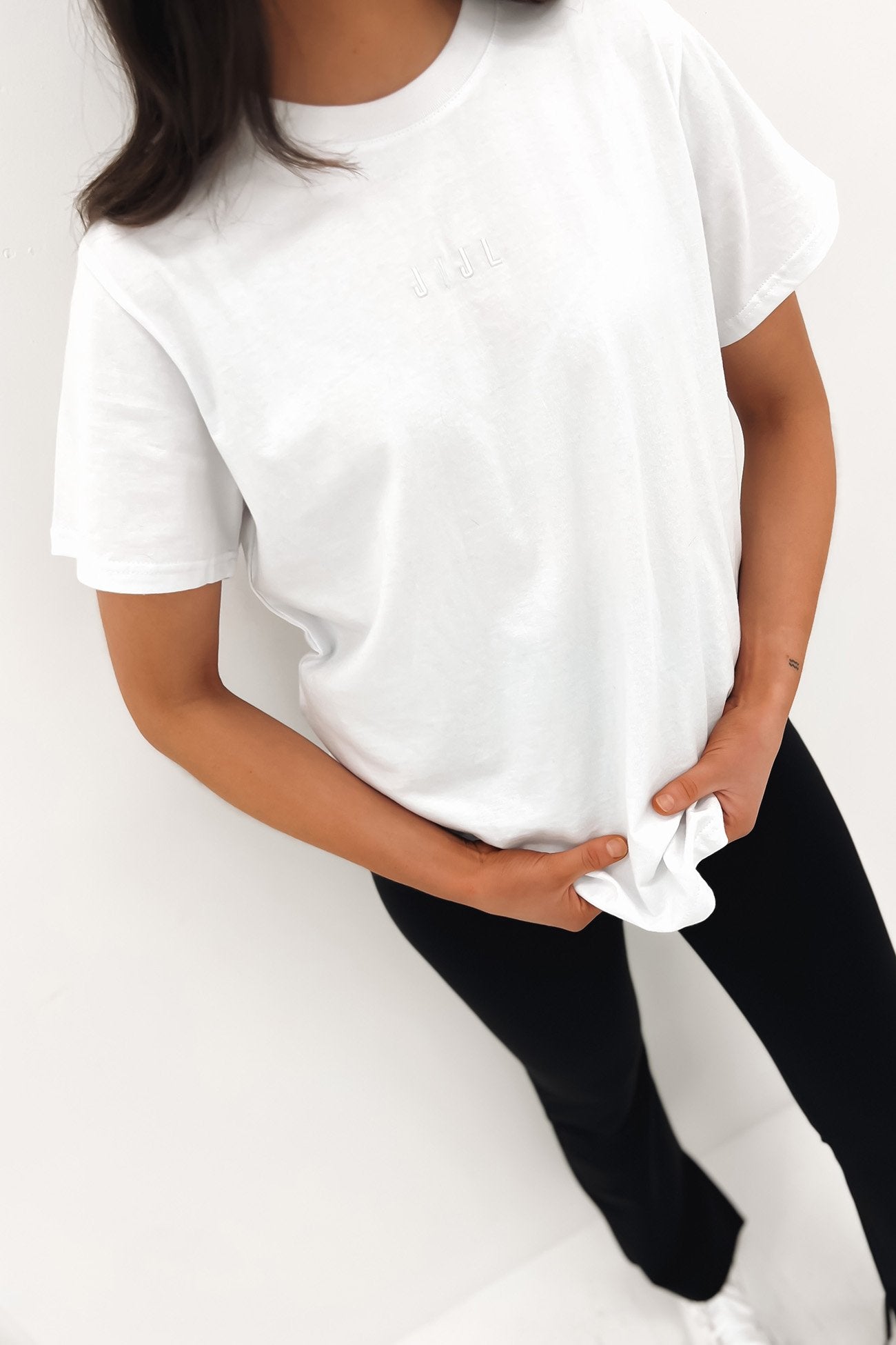 JNJL Embroidered Logo Tee White