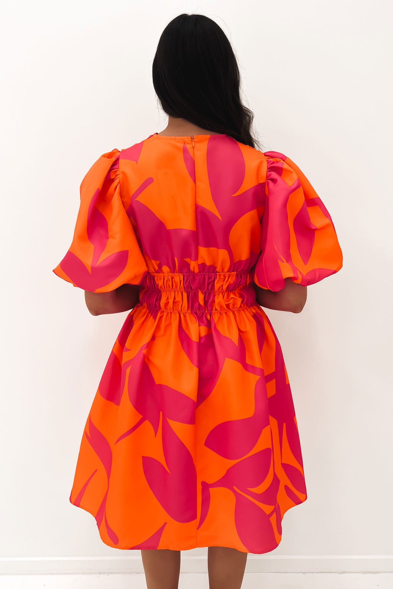 Jackie Midi Dress Orange Pink