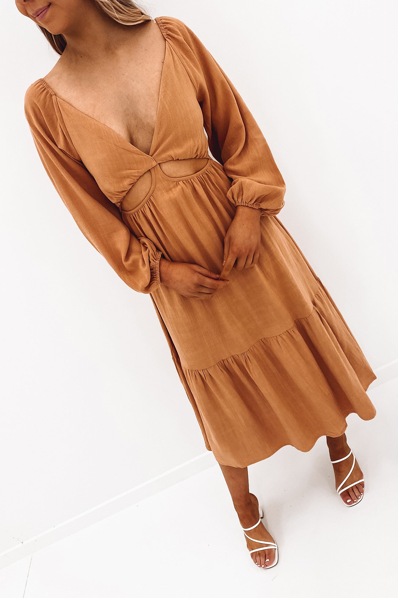 Jaylen Midi Dress Tan