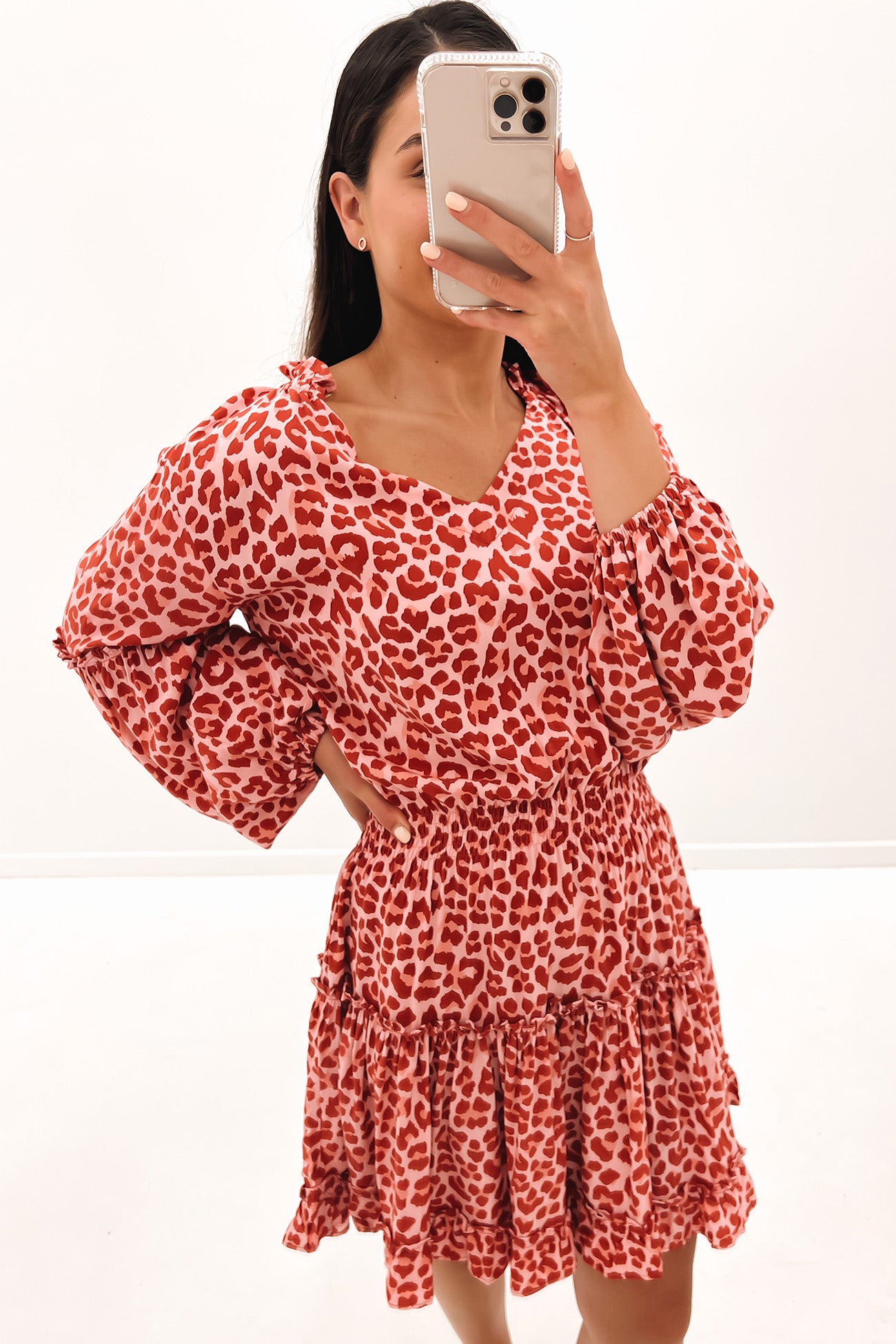 Kahlo Mini Dress Berry Leopard