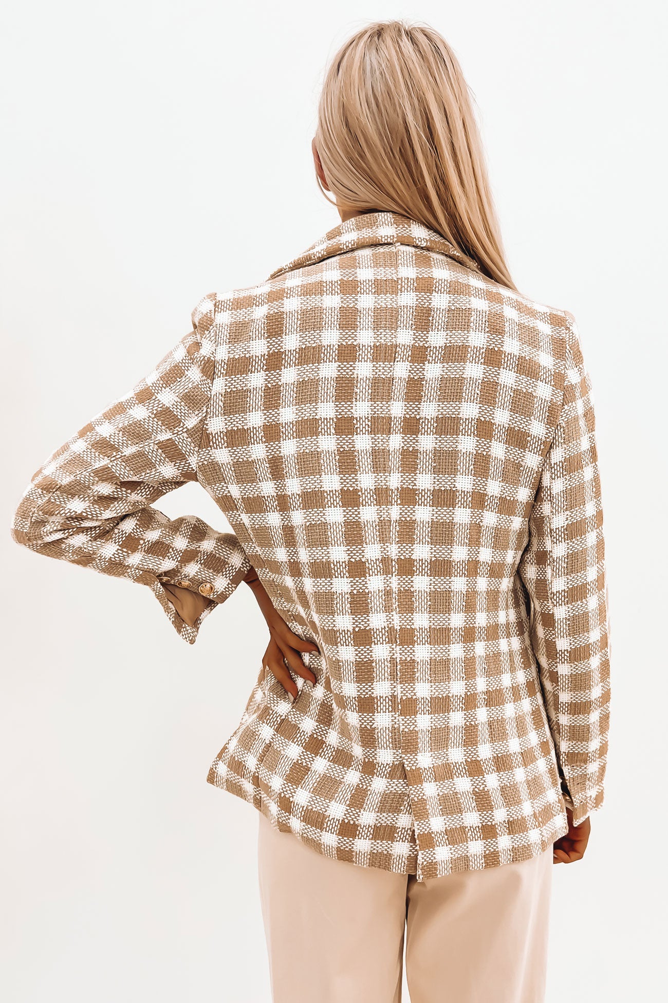 Kamilah Blazer Beige Check