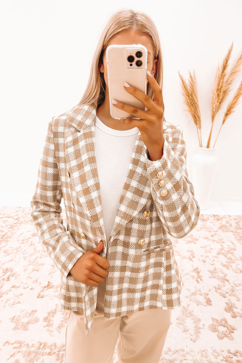 Kamilah Blazer Beige Check