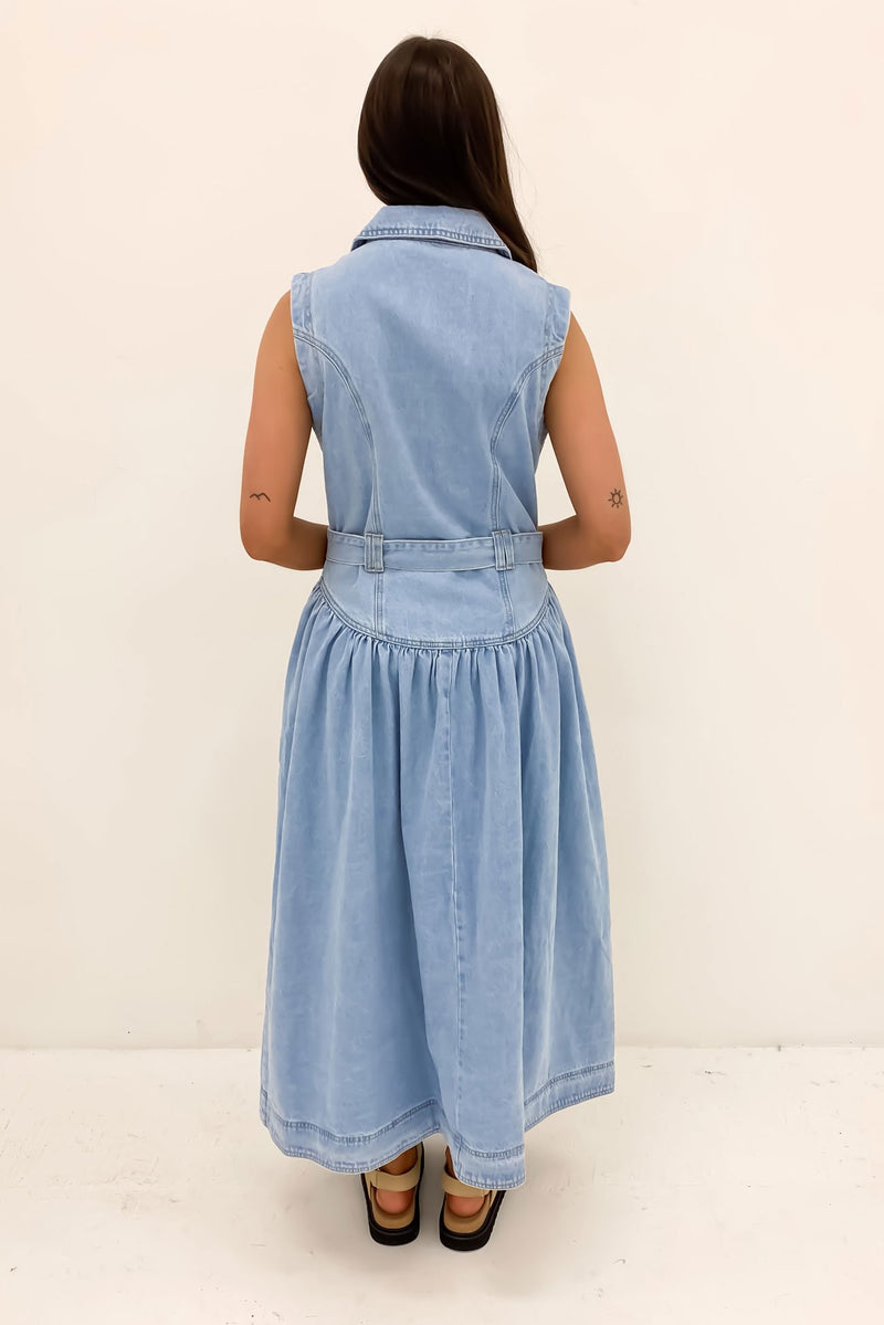 Denim maxi 2024 pinafore dress