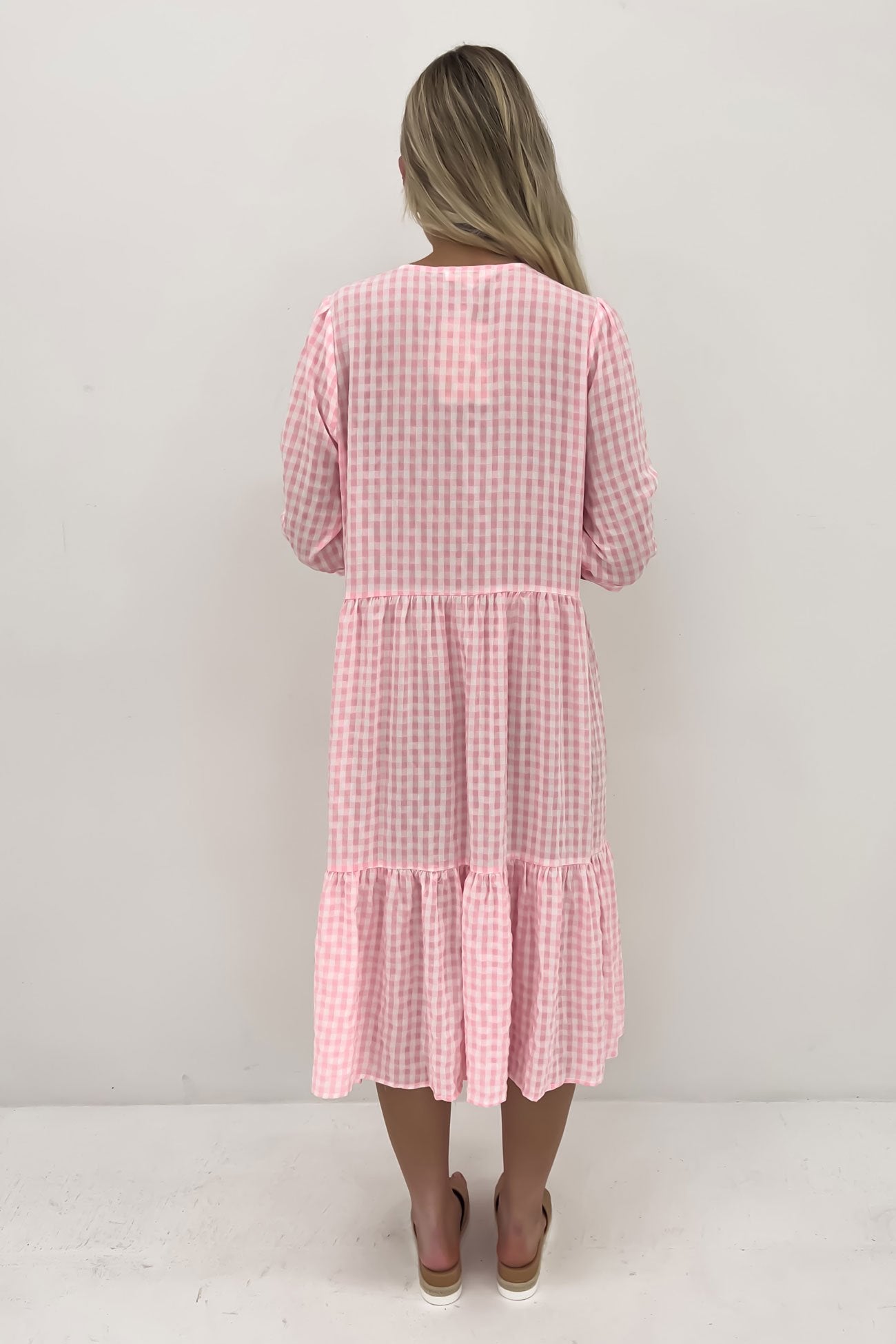 Kaylah Midi Dress Pink Gingham