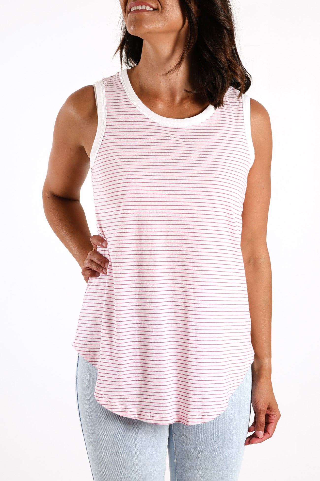 Keira Tank Fucshia Stripe