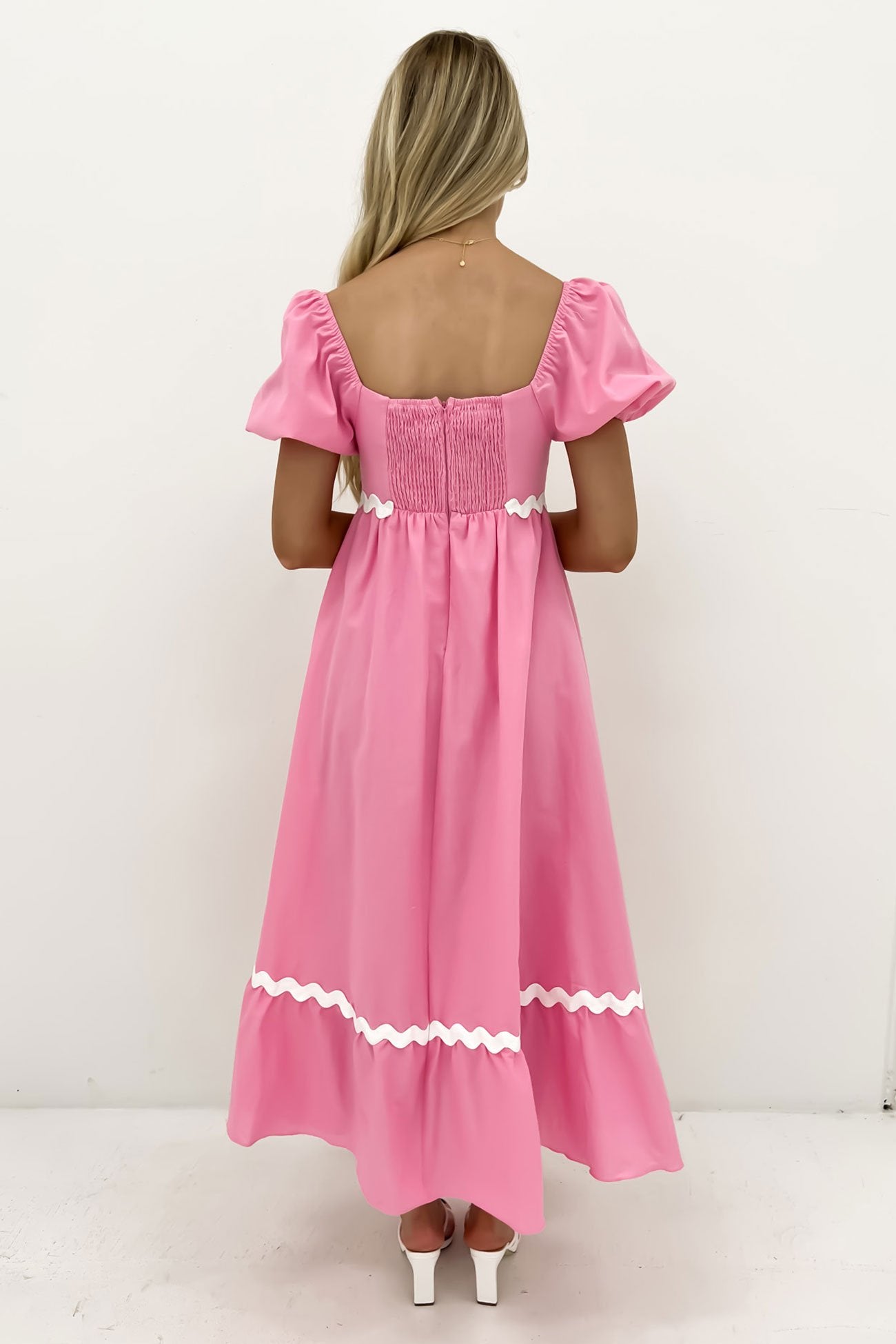 Kelcey Midi Dress Pink White