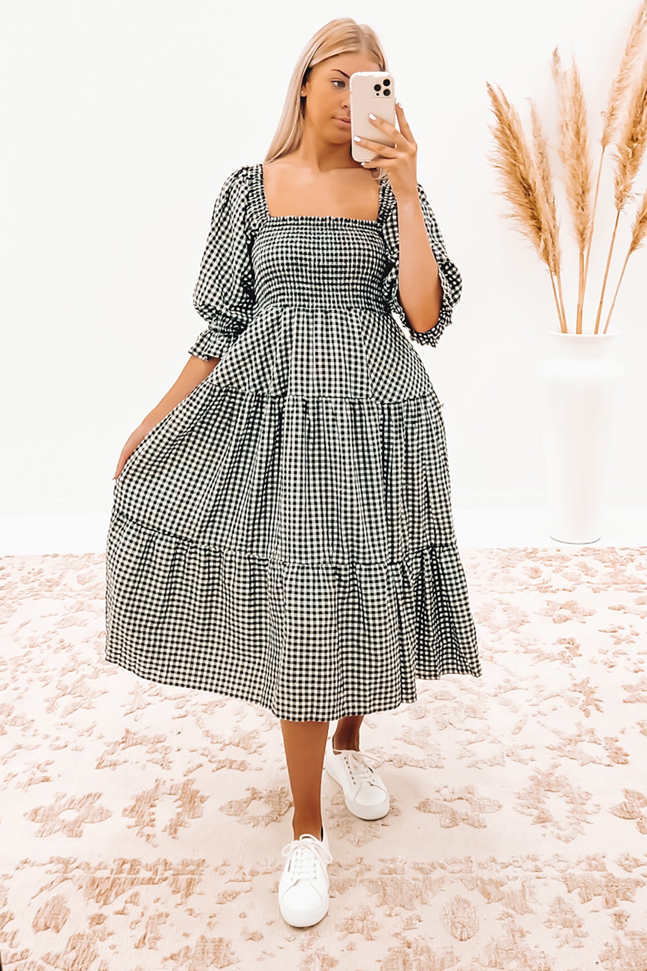 Kelsey Midi Dress Black Check