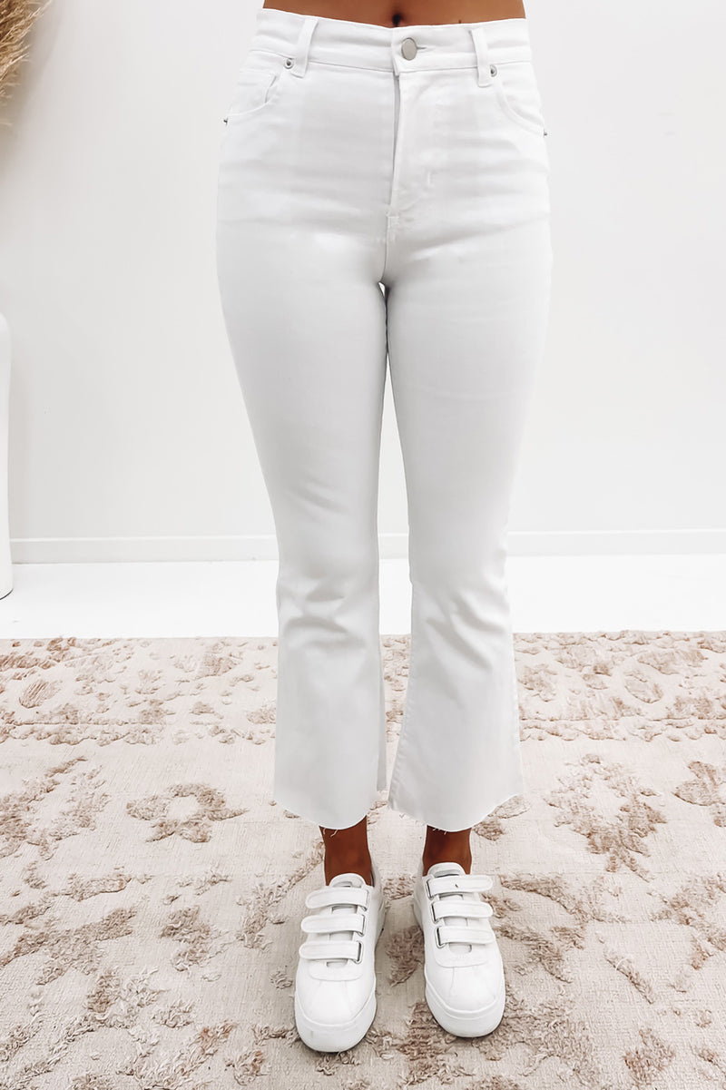 Buy SPANX Cropped Raw Hem Wide Leg White Jeans from Next Australia