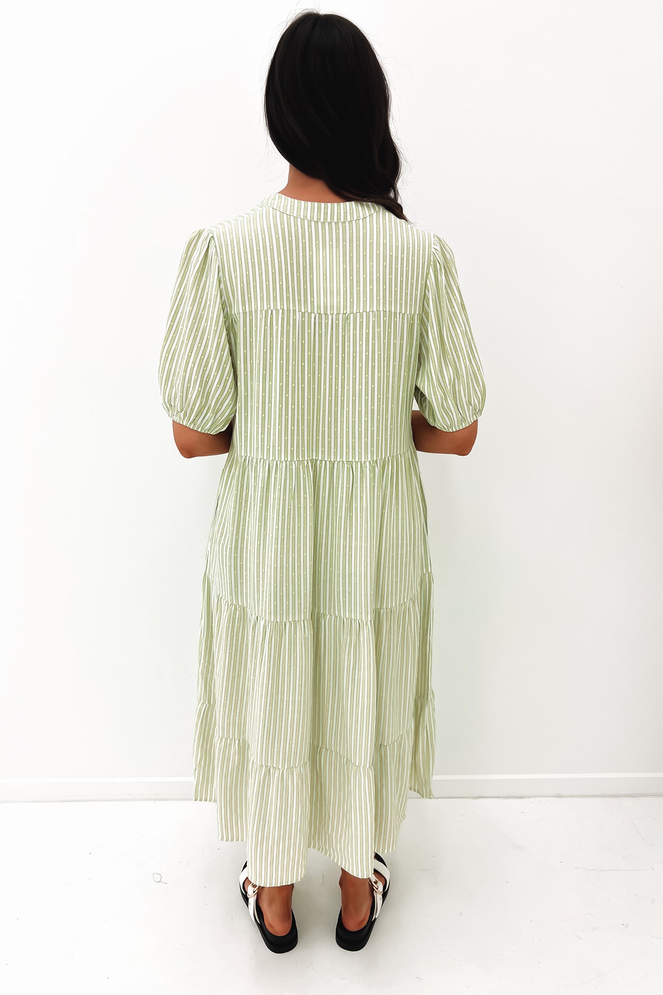 Leilani Midi Dress Green Stripe