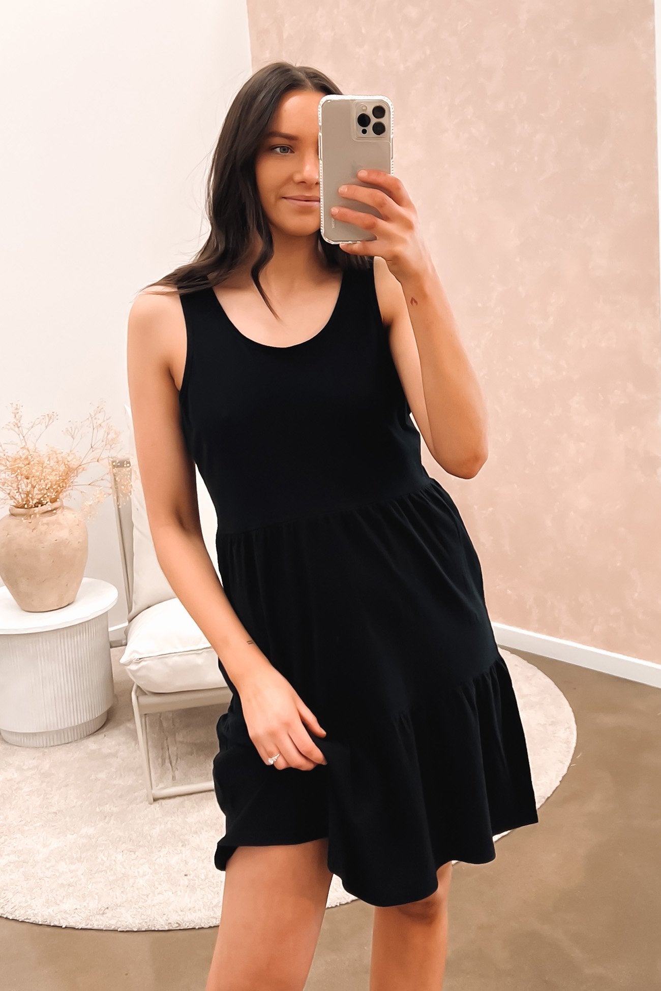 Linen Mini Dress Black