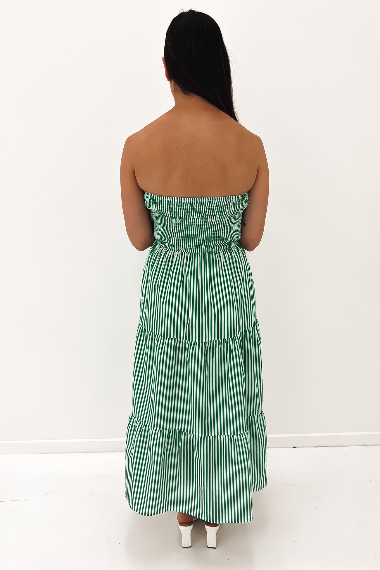 Logan Midi Dress Green Stripe