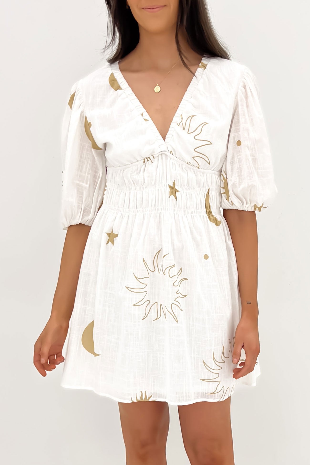 Mahlia Mini Dress White Tan