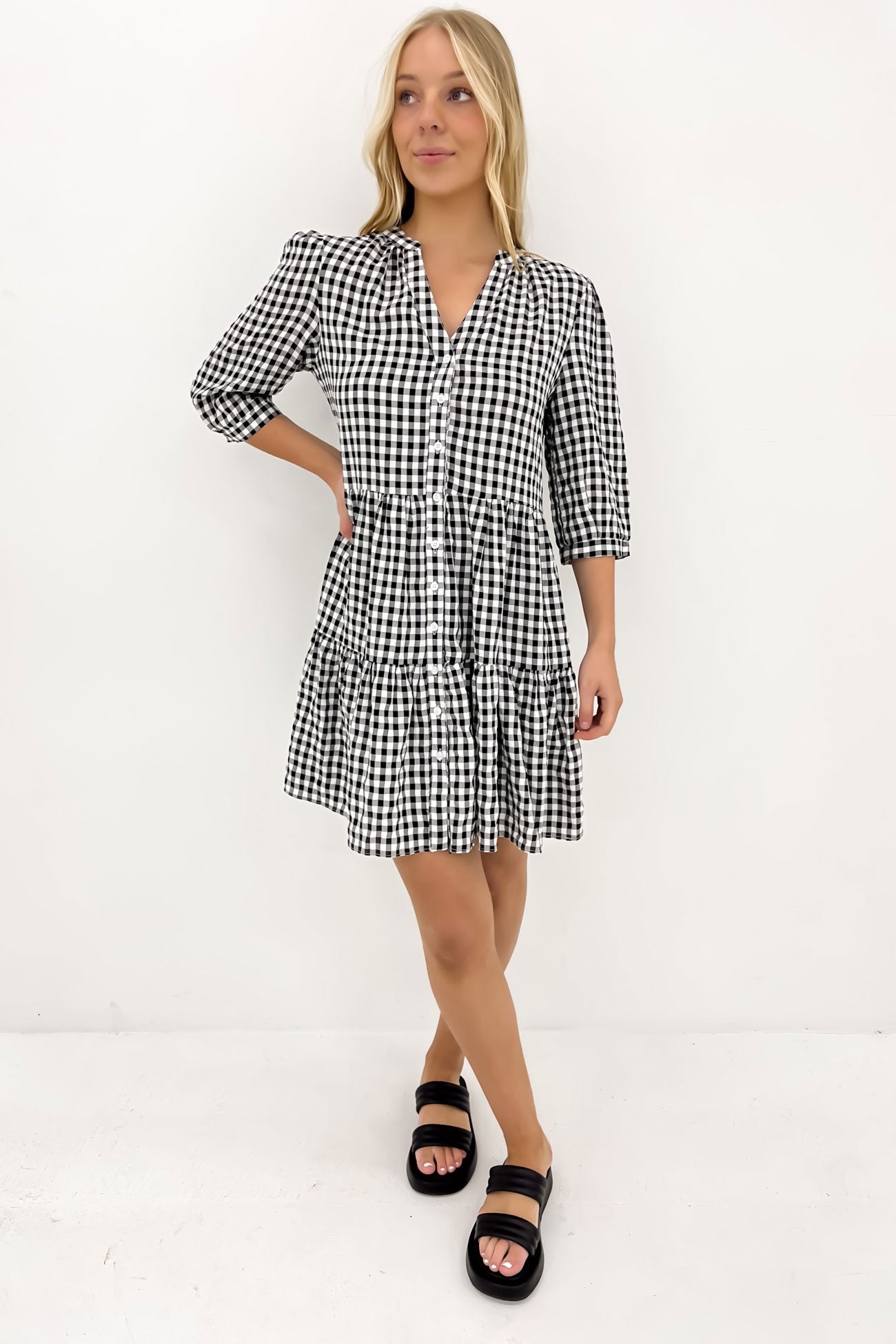 Mallory Mini Dress Black Gingham