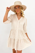 Mallory Mini Dress Latte Gingham