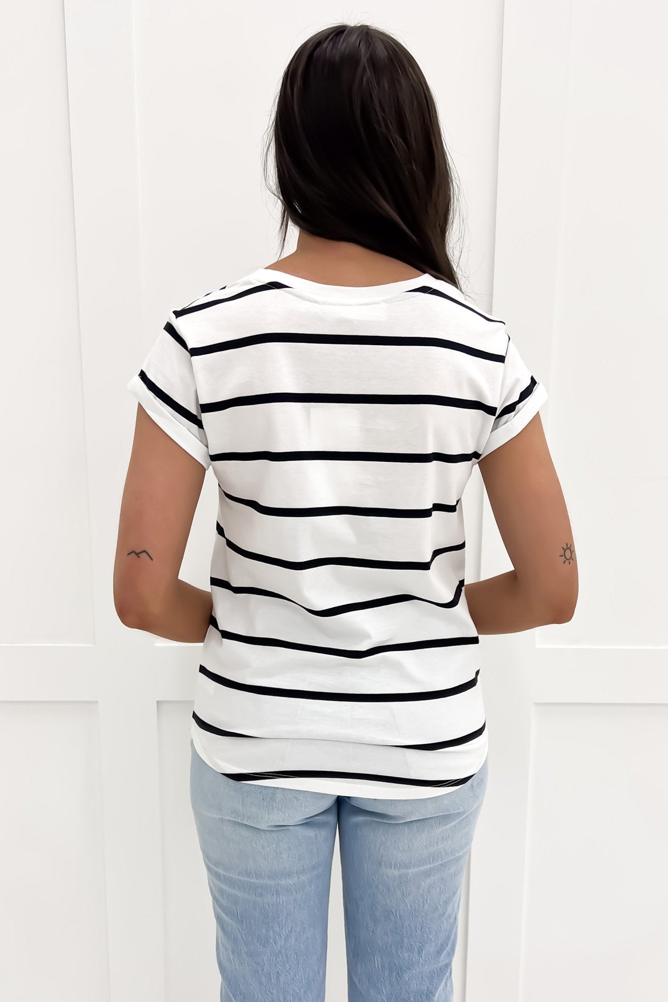 Manly Stripe Tee Black White Stripe