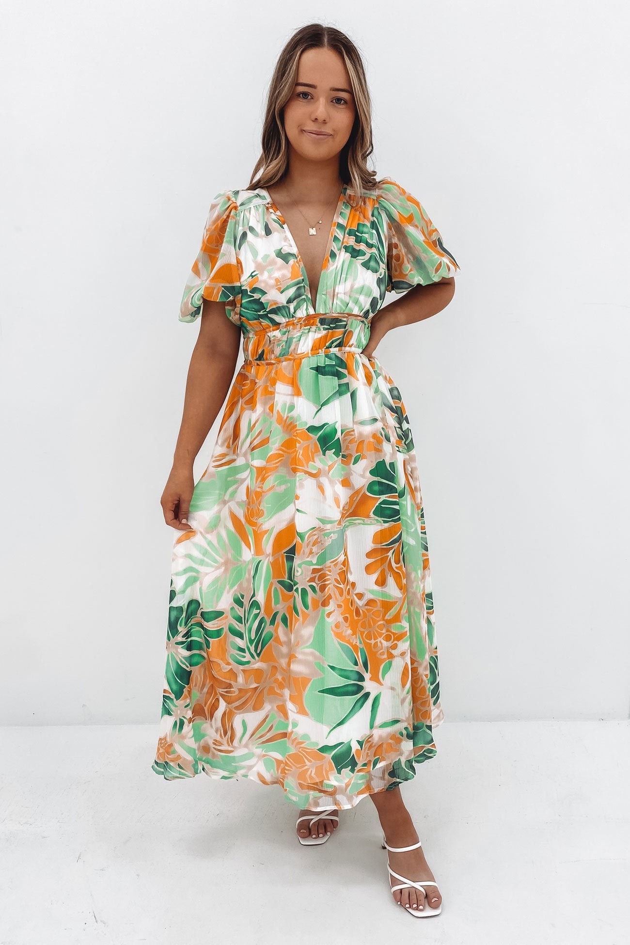 Marcus Midi Dress Green Miami Floral