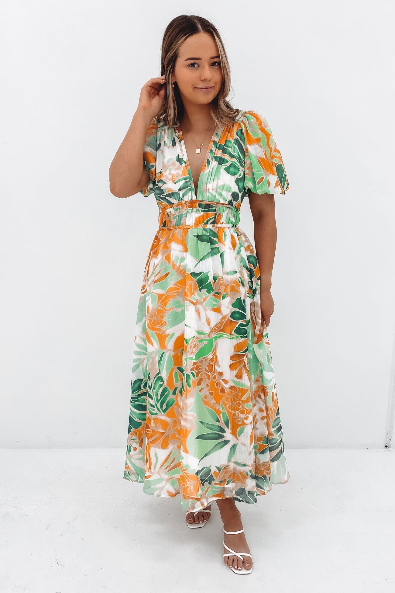 Marcus Midi Dress Green Miami Floral